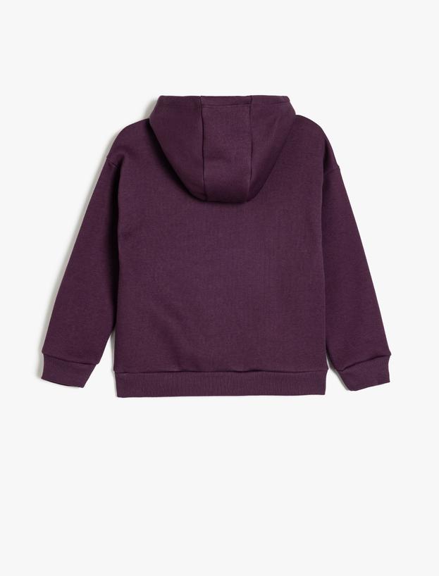 Oversize Kapşonlu Sweatshirt Baskı Detaylı Uzun Kollu_1