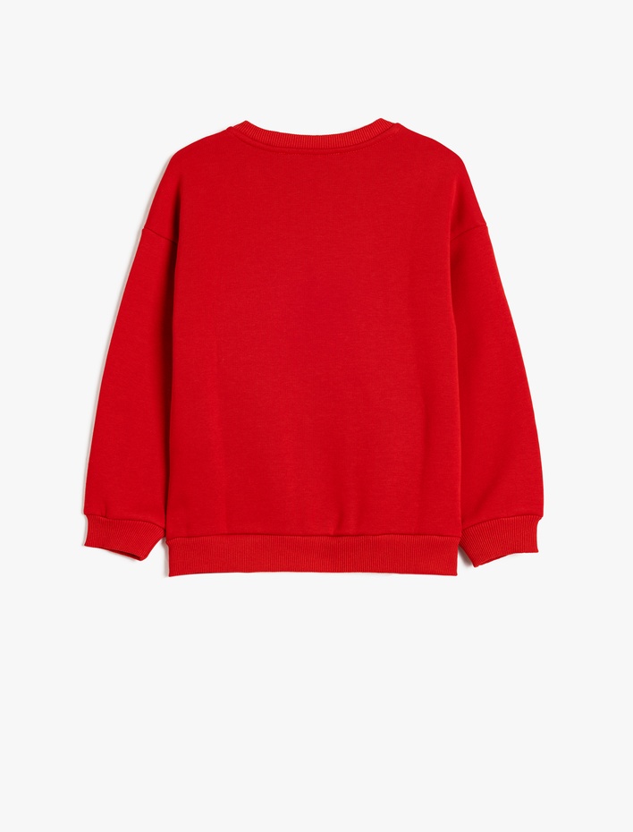 Kız Çocuk Atatürk Sweatshirt Baskılı Uzun Kollu Bisiklet Yaka Şardonlu