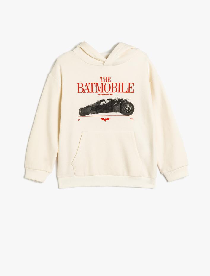 Erkek Çocuk Batman Kapşonlu Sweatshirt Lisanslı Kanguru Cepli Şardonlu