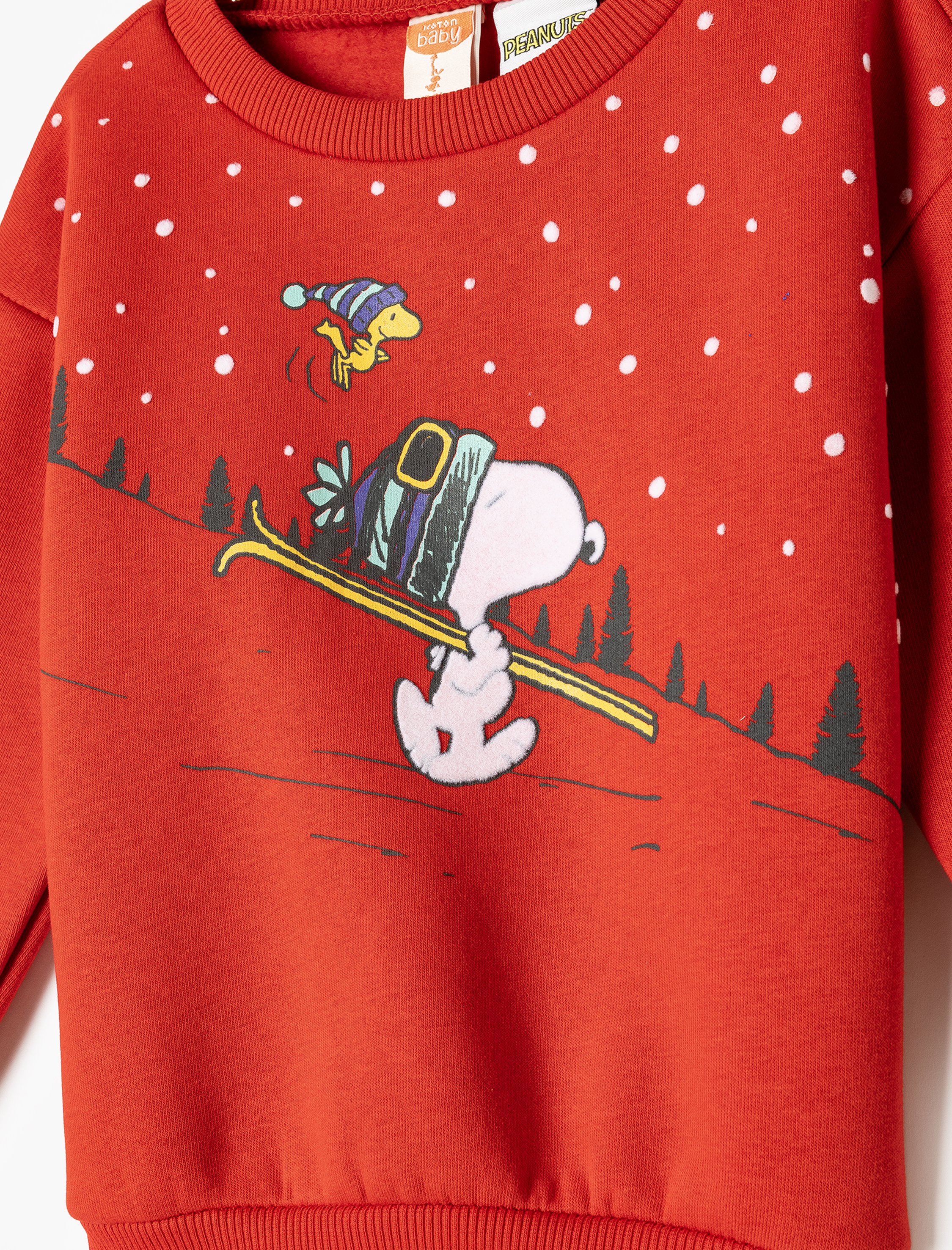  Erkek Bebek Sweatshirt Snoopy Baskılı Lisanslı Uzun Kollu Bisiklet Yaka Şardonlu