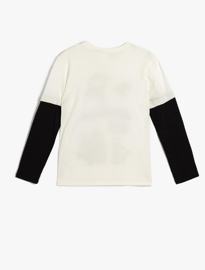 Erkek Çocuk Pamuklu Batman Baskılı Lisanslı Uzun Kollu Bisiklet Yaka Tişört