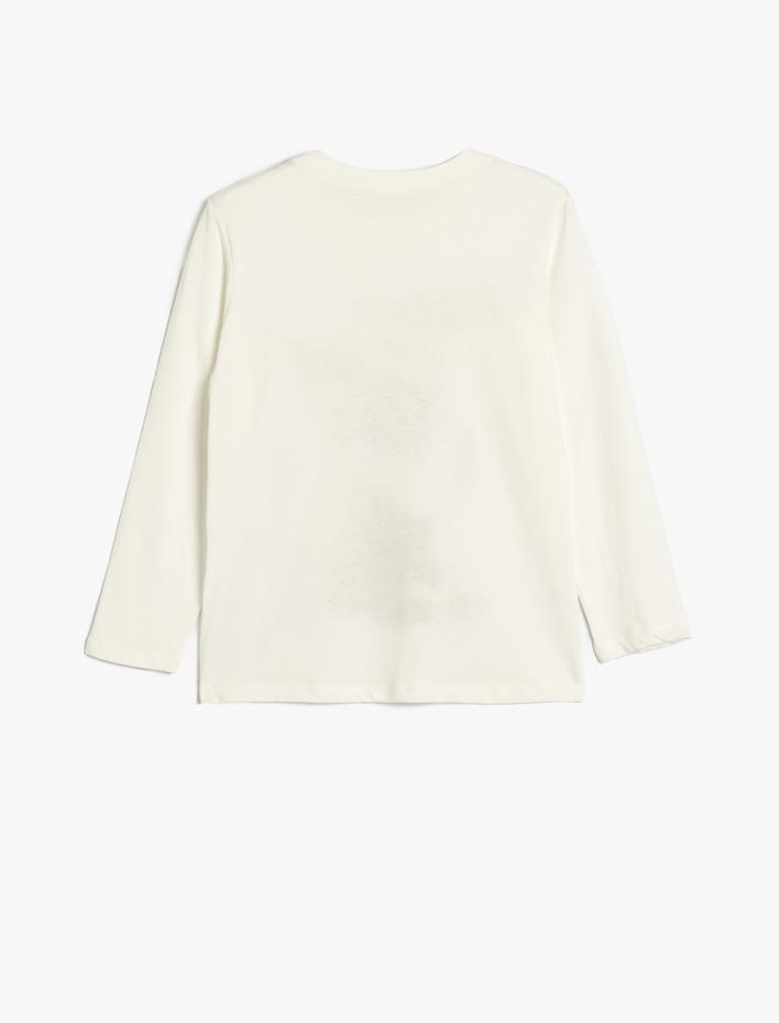 Erkek Çocuk Baskılı Uzun Kollu Bisiklet Yaka Pamuklu Tişört