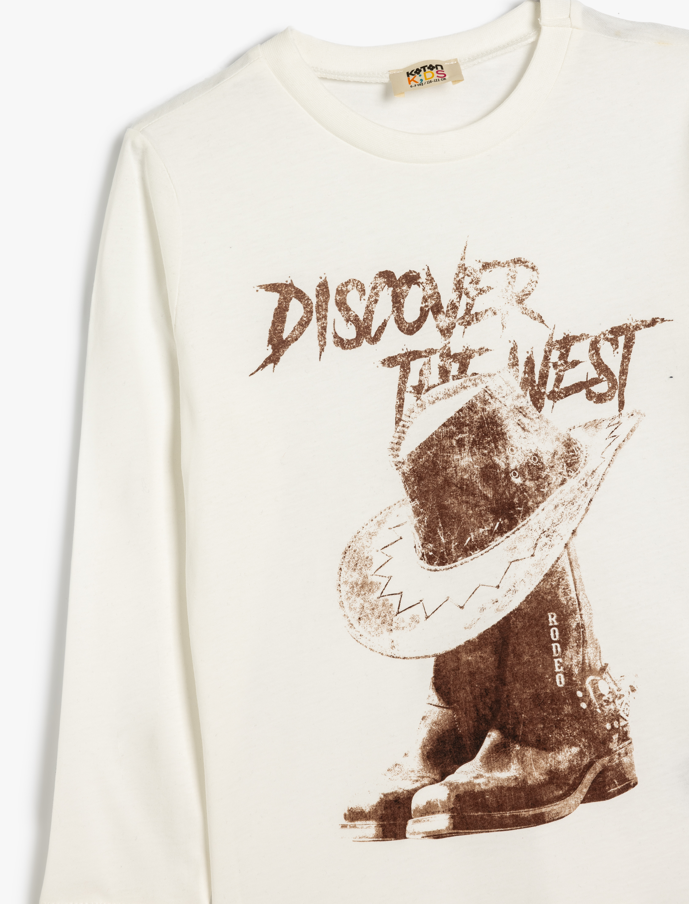  Erkek Çocuk Baskılı Uzun Kollu Bisiklet Yaka Pamuklu Tişört