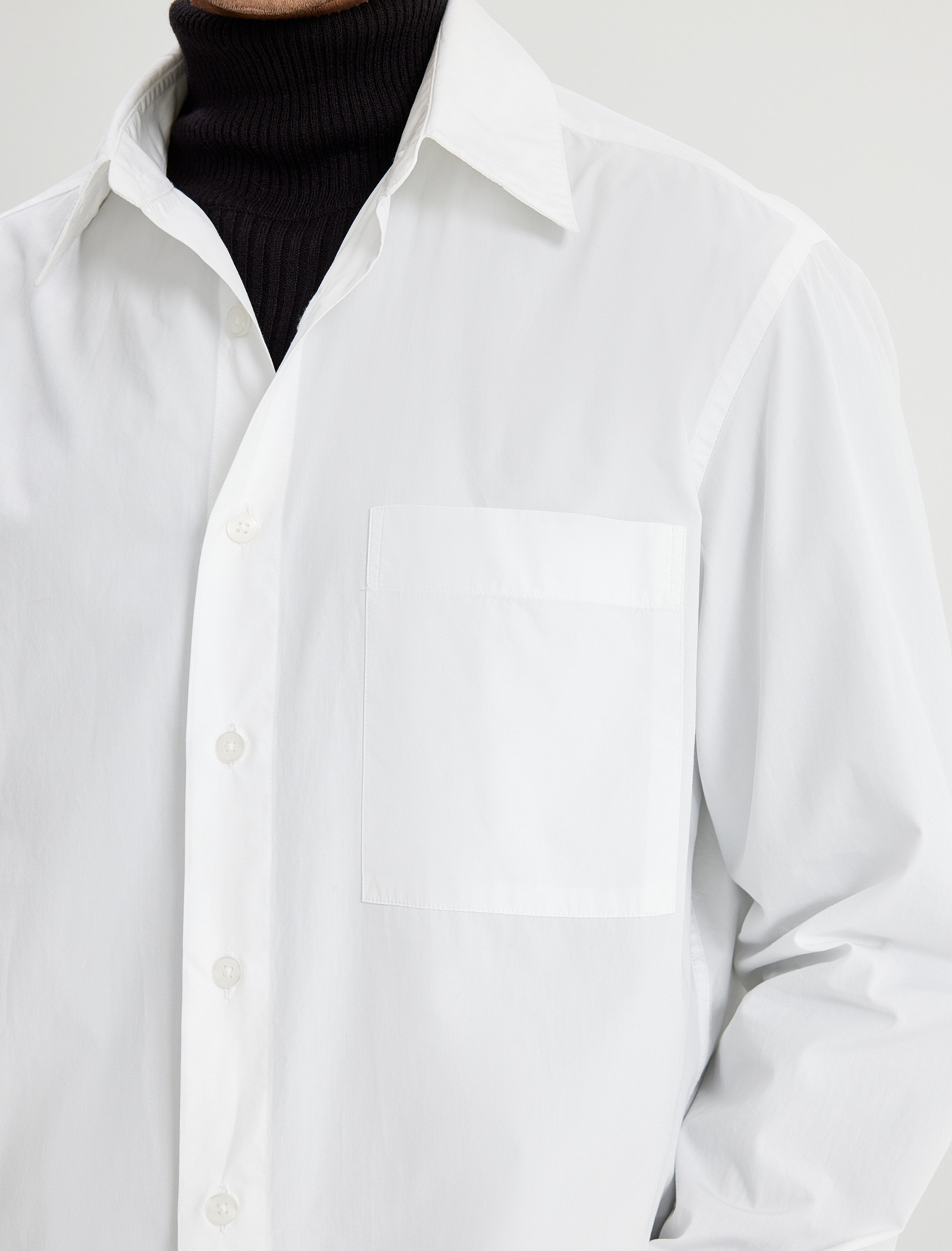   Yarım İtalyan Yaka Gömlek Basic Uzun Kollu Pamuk Karışımlı Regular Fit