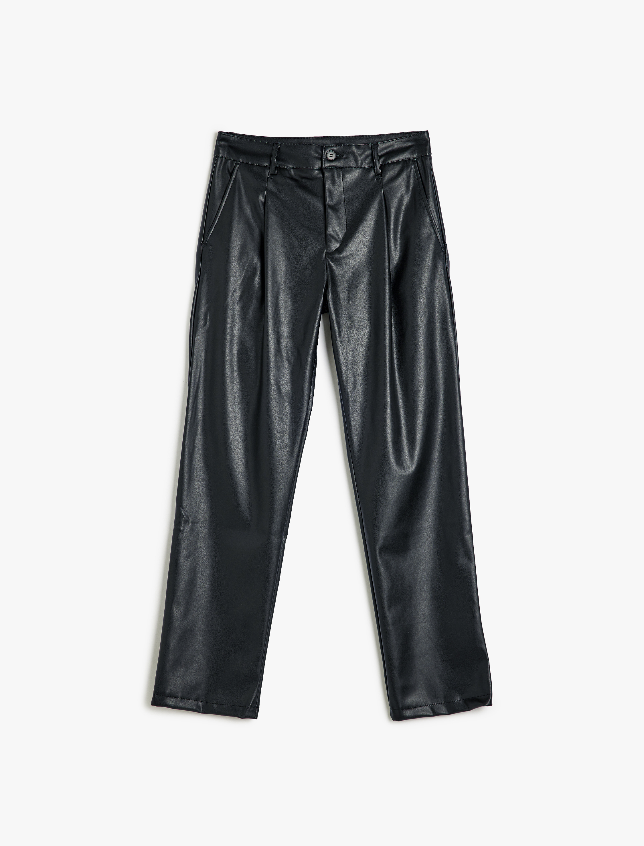 Suni Deri Pantolon Chino Cep Detaylı Düğmeli