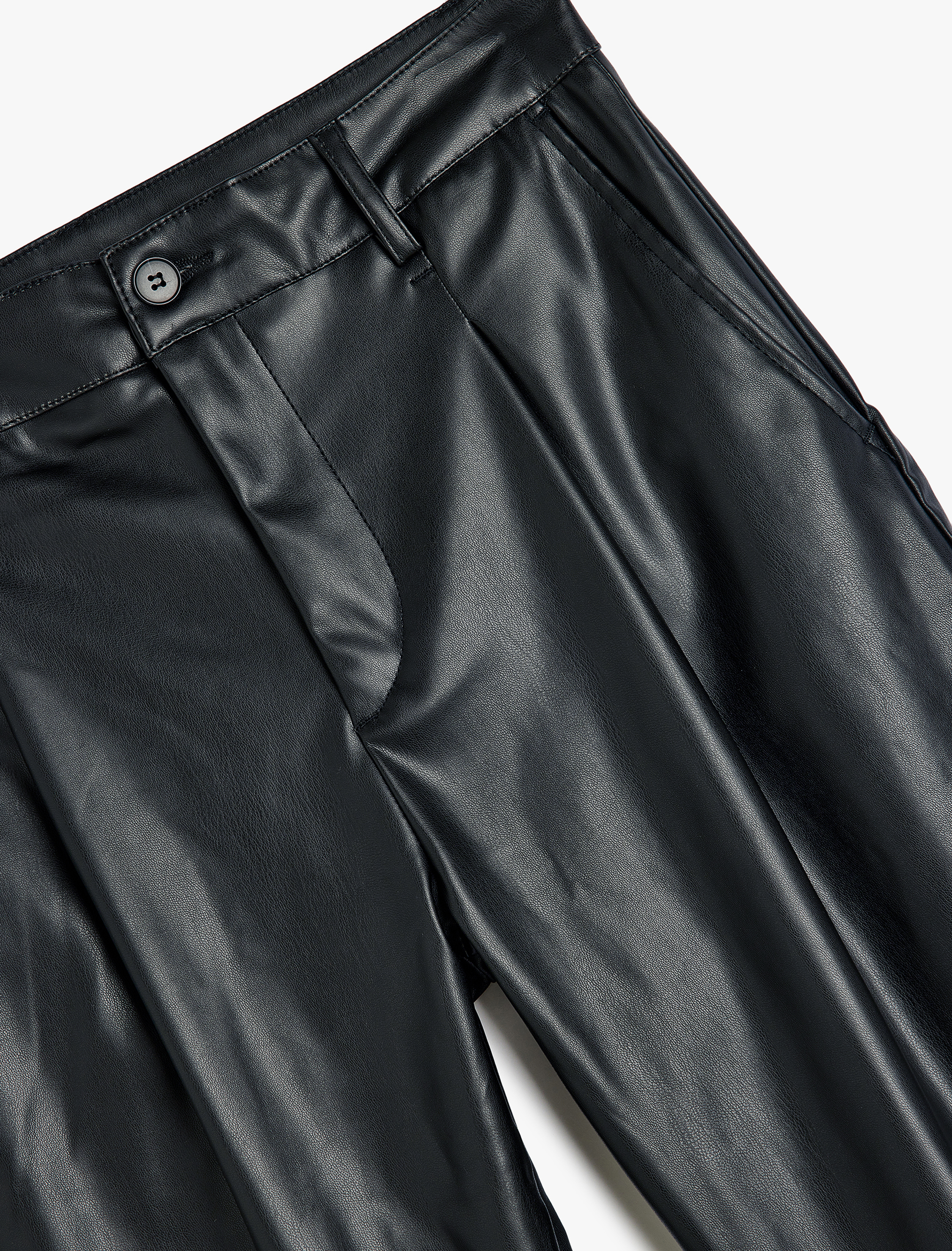 Suni Deri Pantolon Chino Cep Detaylı Düğmeli