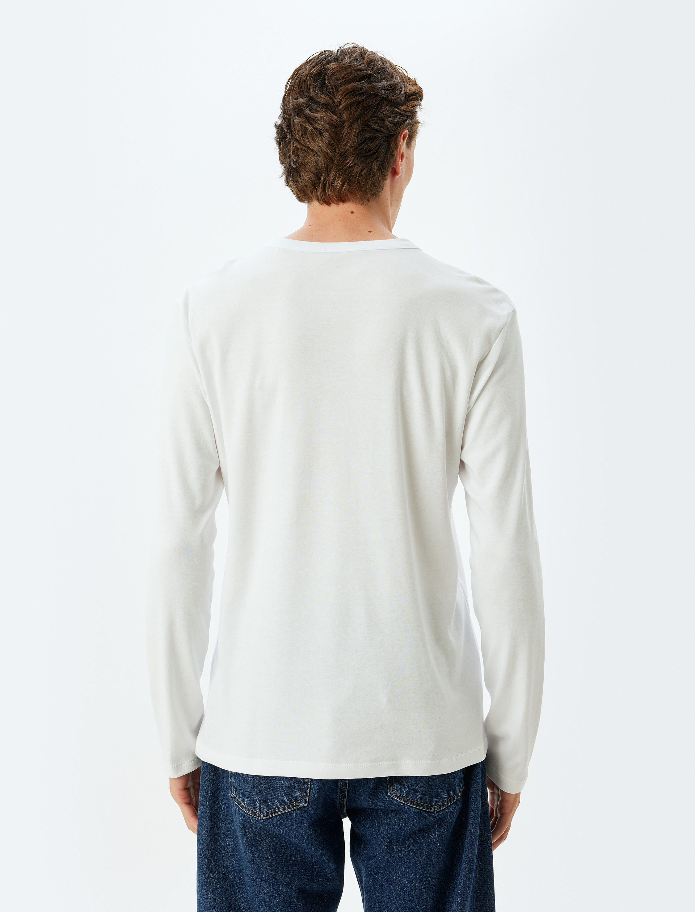   Basic Tişört Uzun Kollu Bisiklet Yaka Pamuklu