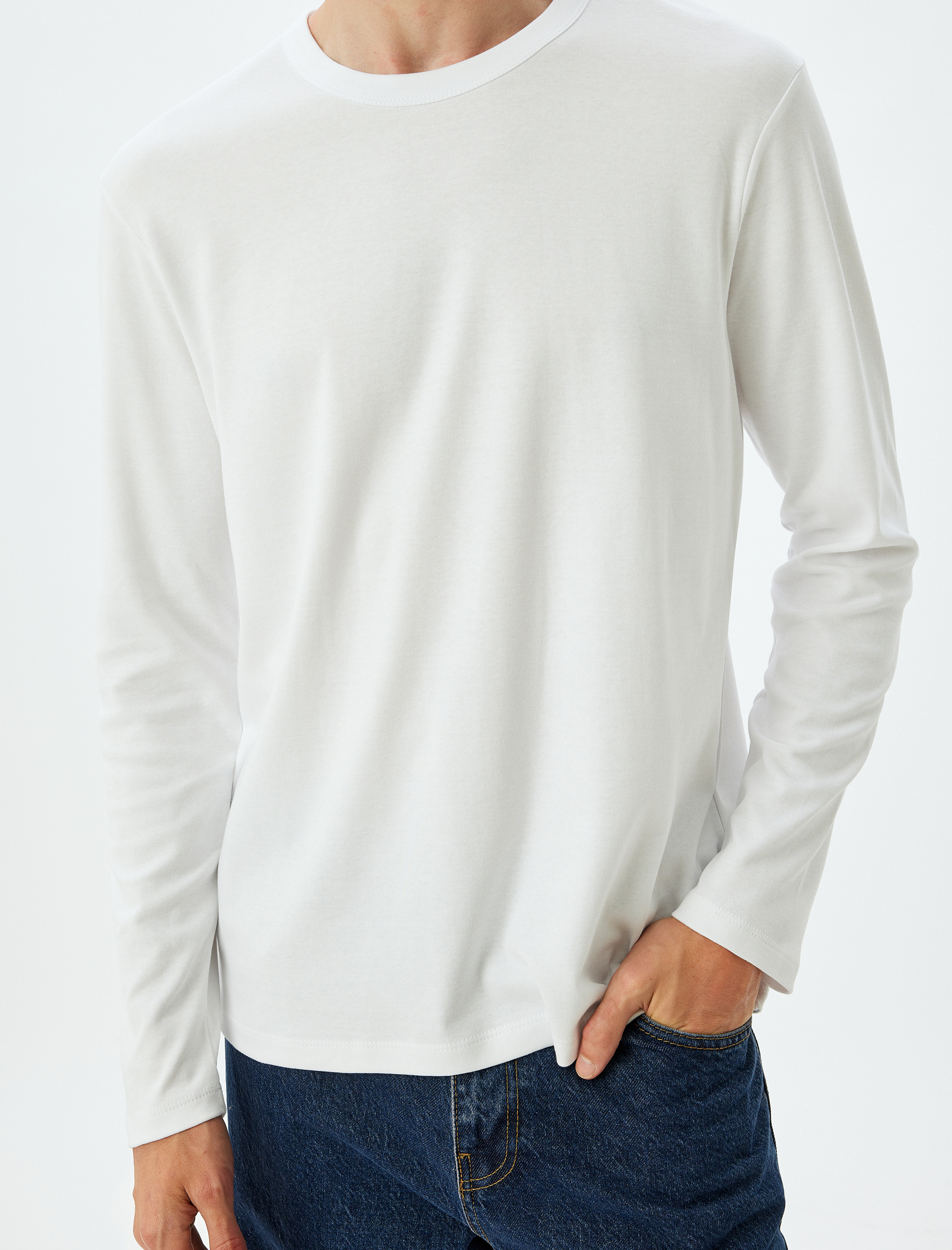   Basic Tişört Uzun Kollu Bisiklet Yaka Pamuklu