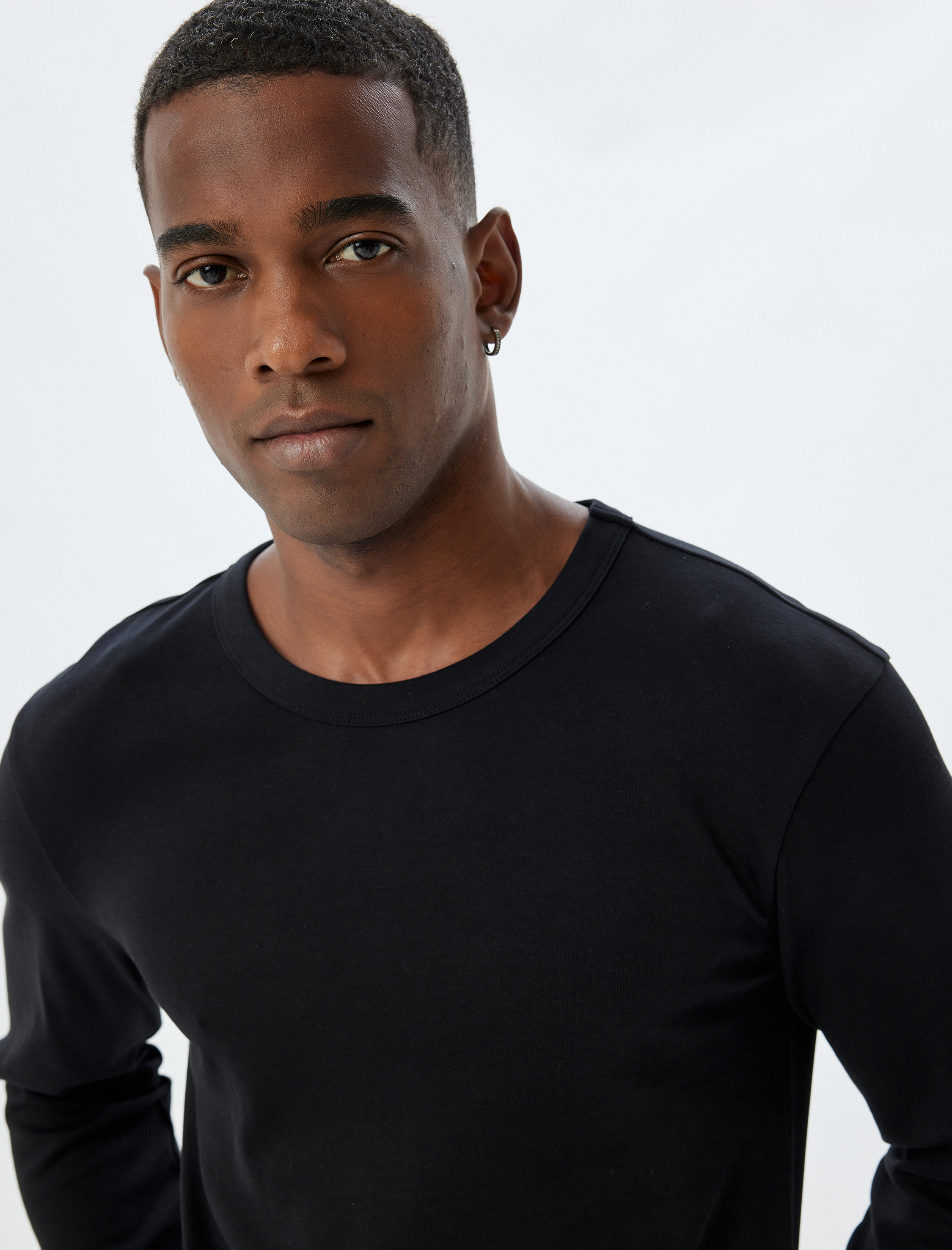   Basic Tişört Uzun Kollu Bisiklet Yaka Pamuklu