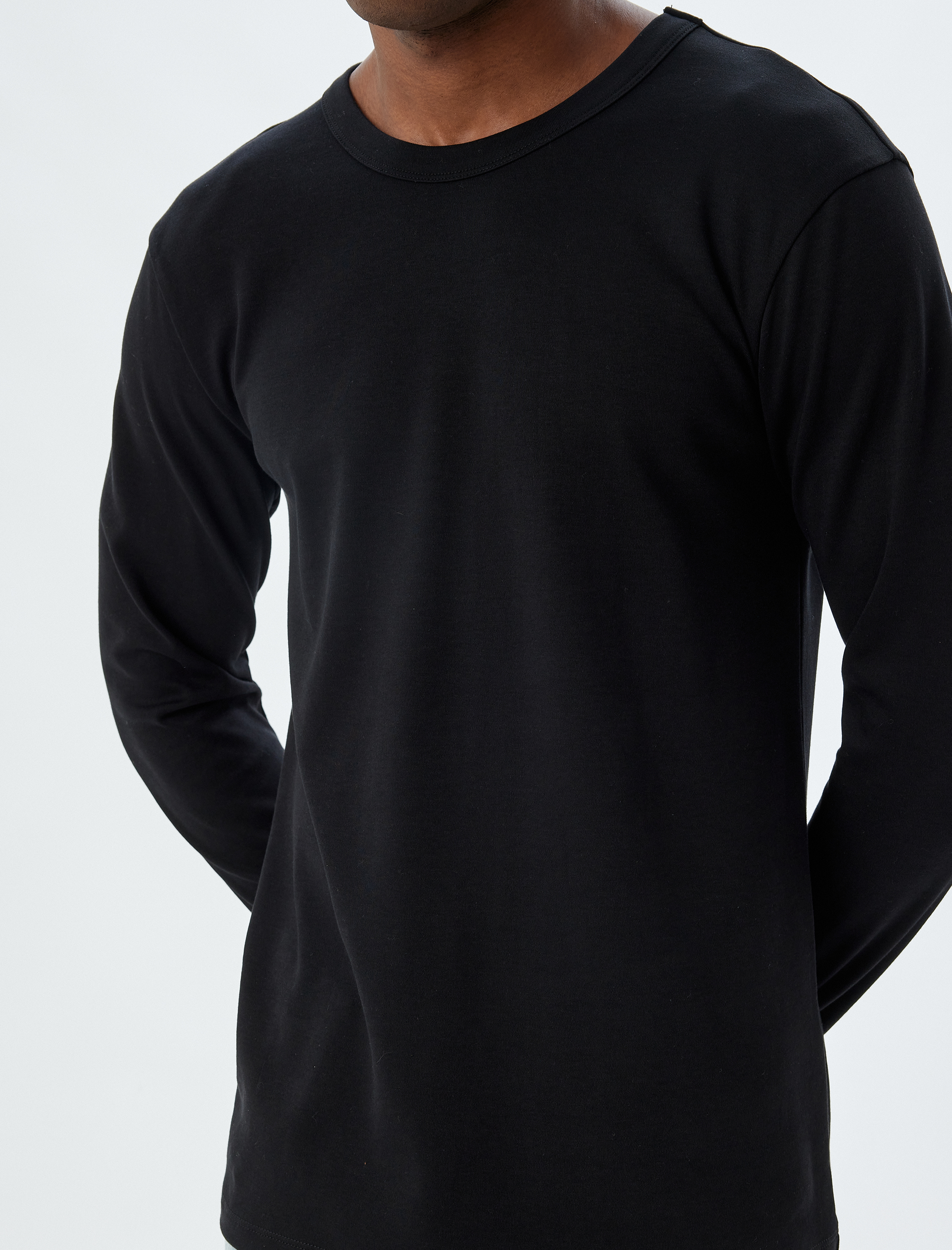   Basic Tişört Uzun Kollu Bisiklet Yaka Pamuklu