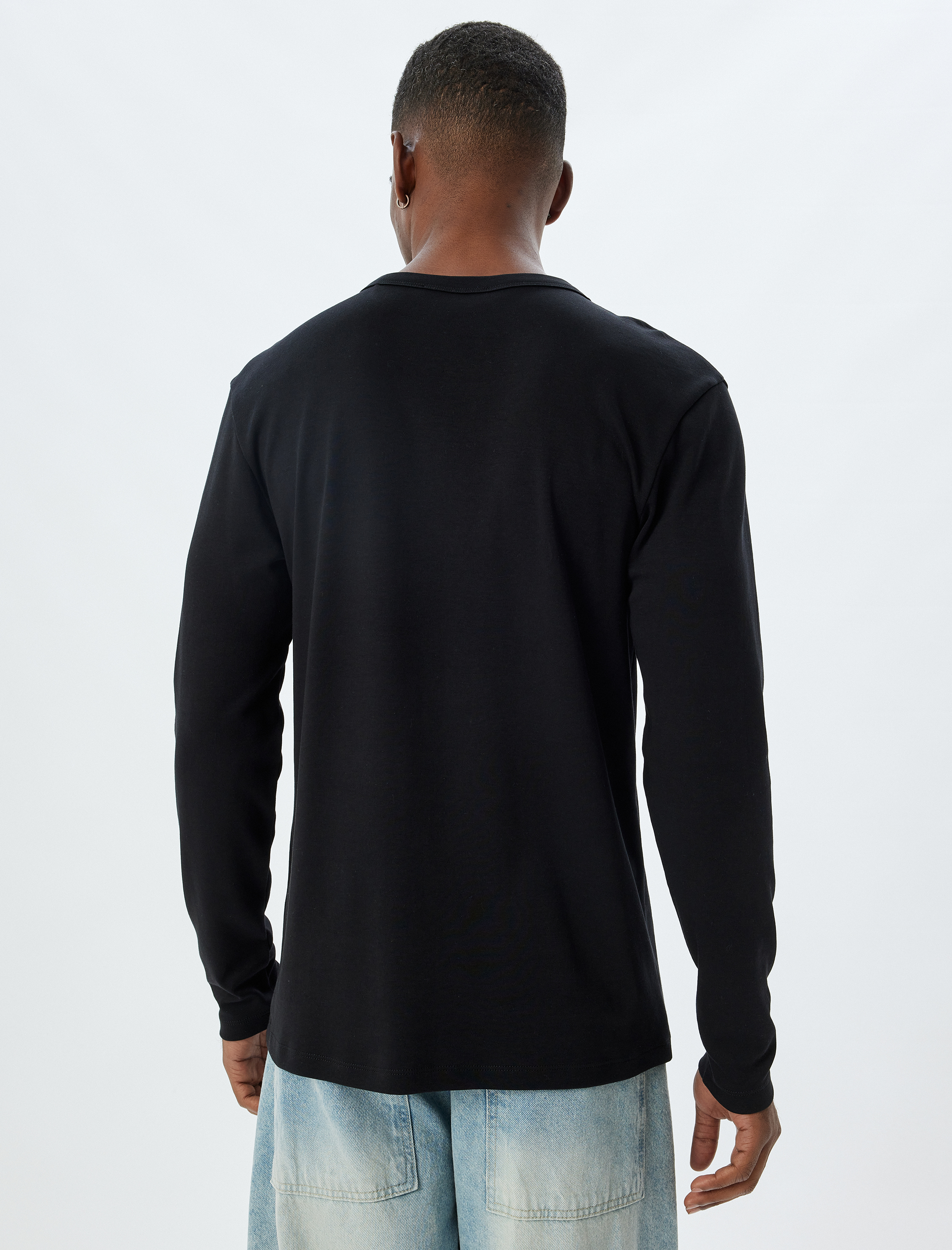   Basic Tişört Uzun Kollu Bisiklet Yaka Pamuklu