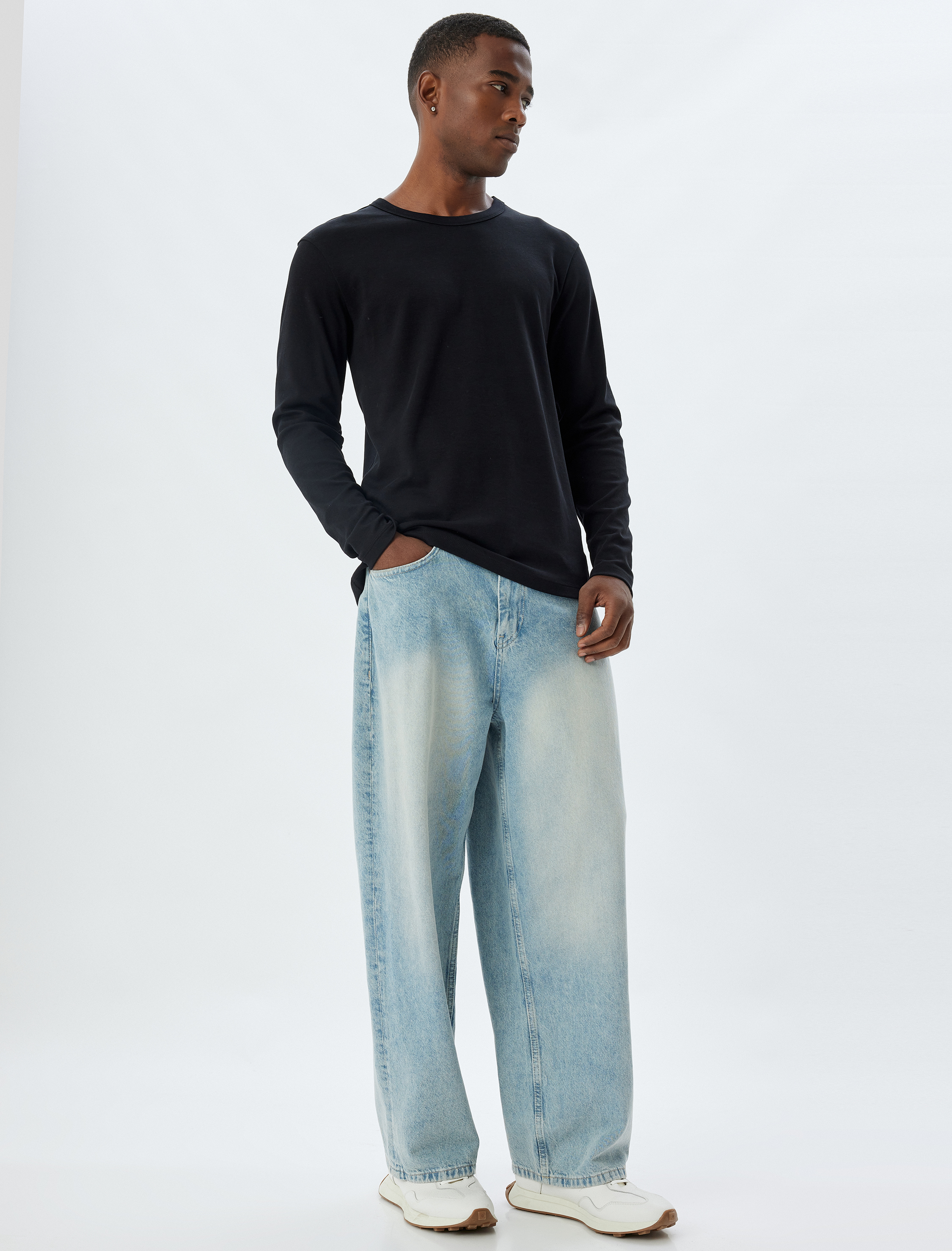   Basic Tişört Uzun Kollu Bisiklet Yaka Pamuklu