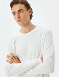 Basic Tişört Uzun Kollu Bisiklet Yaka Pamuklu