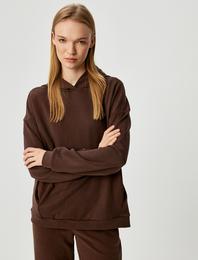 Basic Kapüşonlu Spor Sweatshirt Cep Detaylı