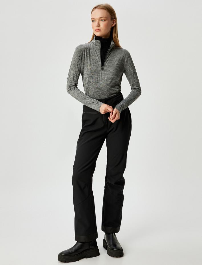  Spor Sweatshirt Yarım Fermuarlı Dik Yaka Slim Fit