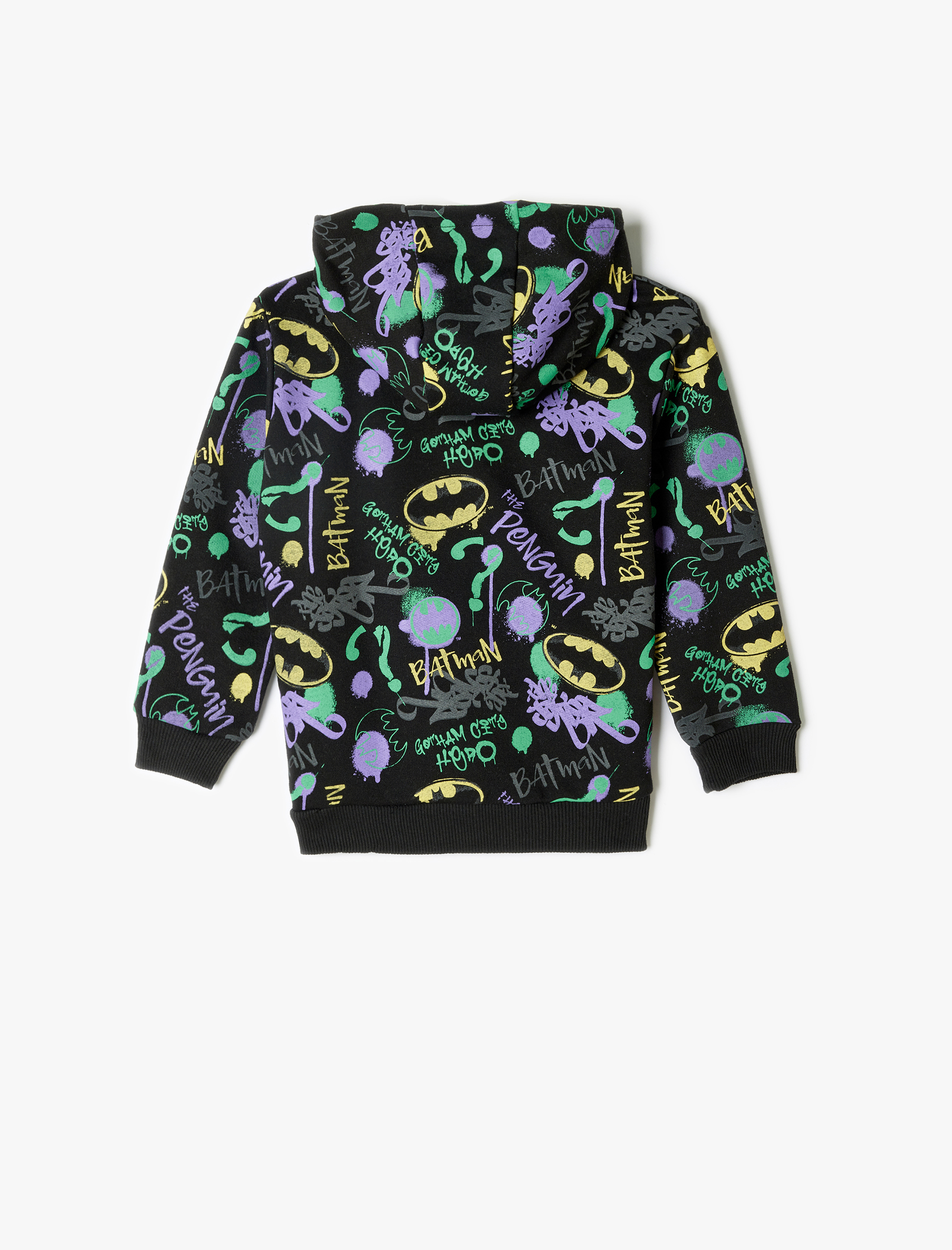  Erkek Çocuk Batman Kapşonlu Sweatshirt Lisanslı Uzun Kollu