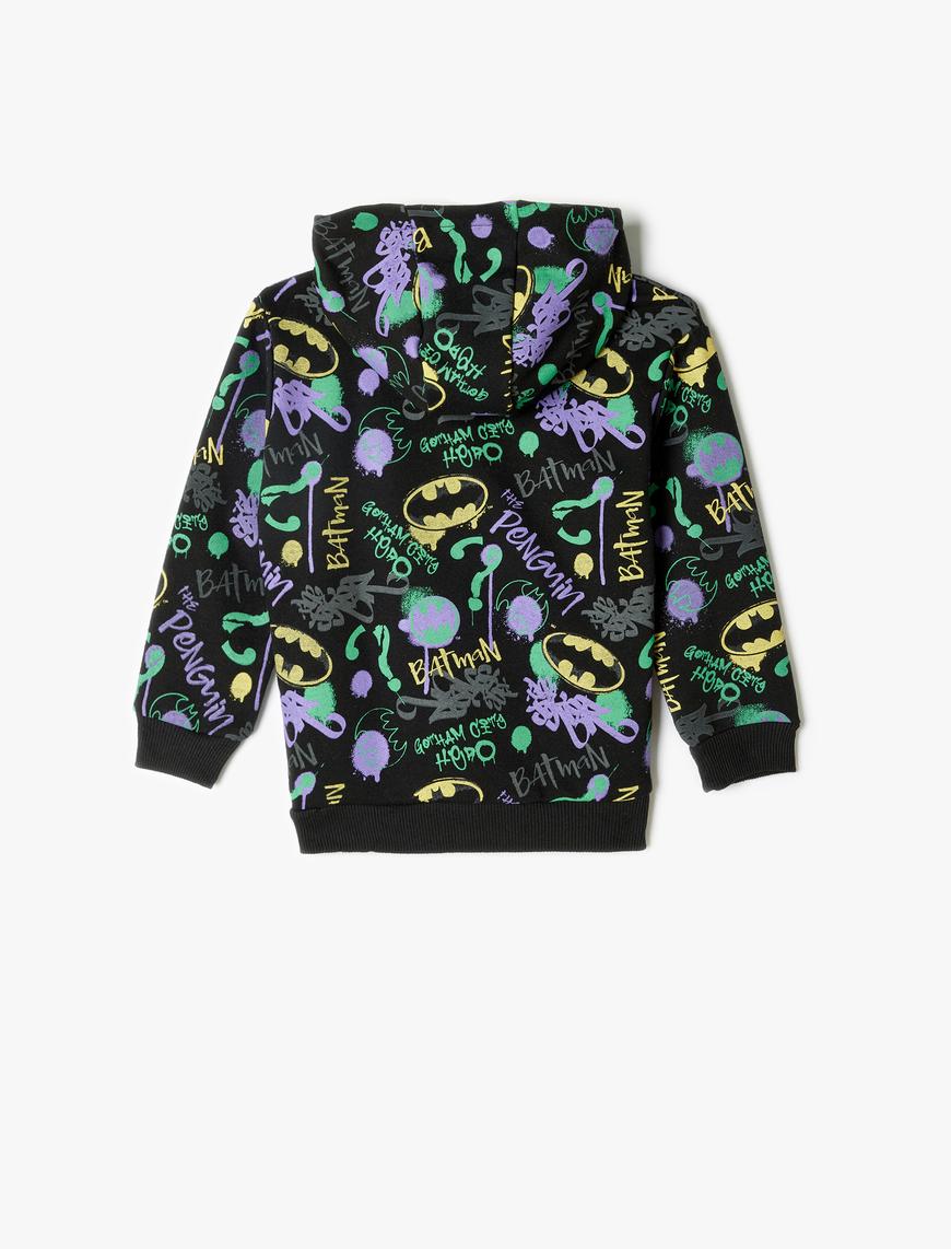  Erkek Çocuk Batman Kapşonlu Sweatshirt Lisanslı Uzun Kollu