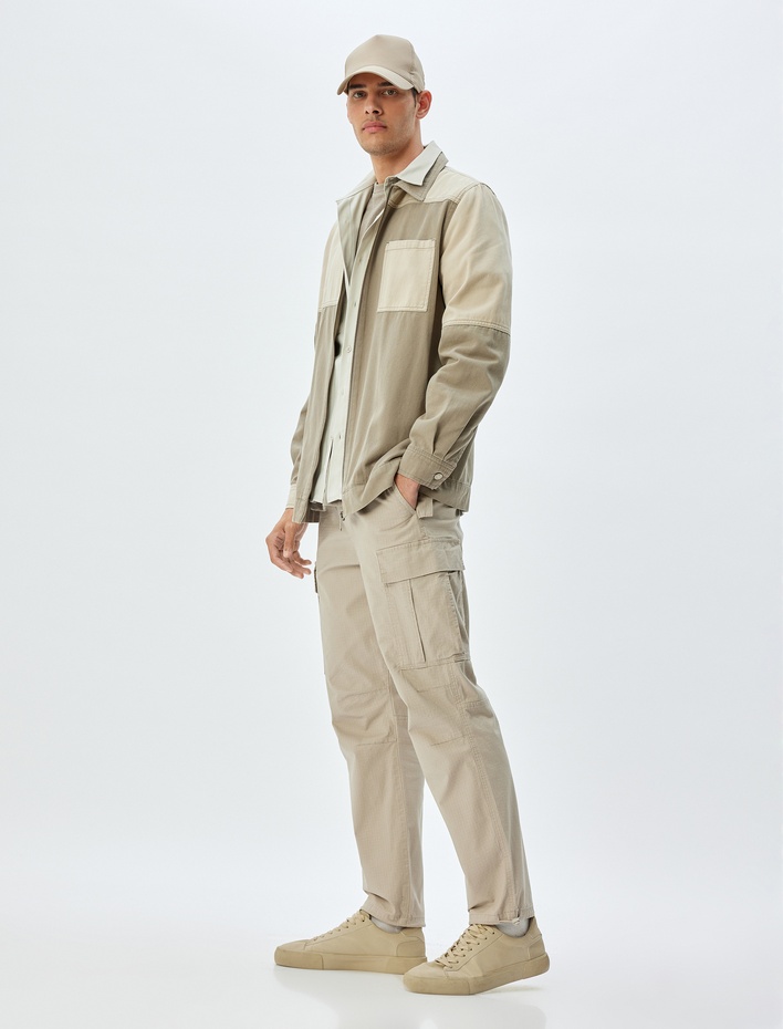  Paraşüt Pantolon Oversize Beli Bağcıklı Kargo Cep Detaylı Pamuklu