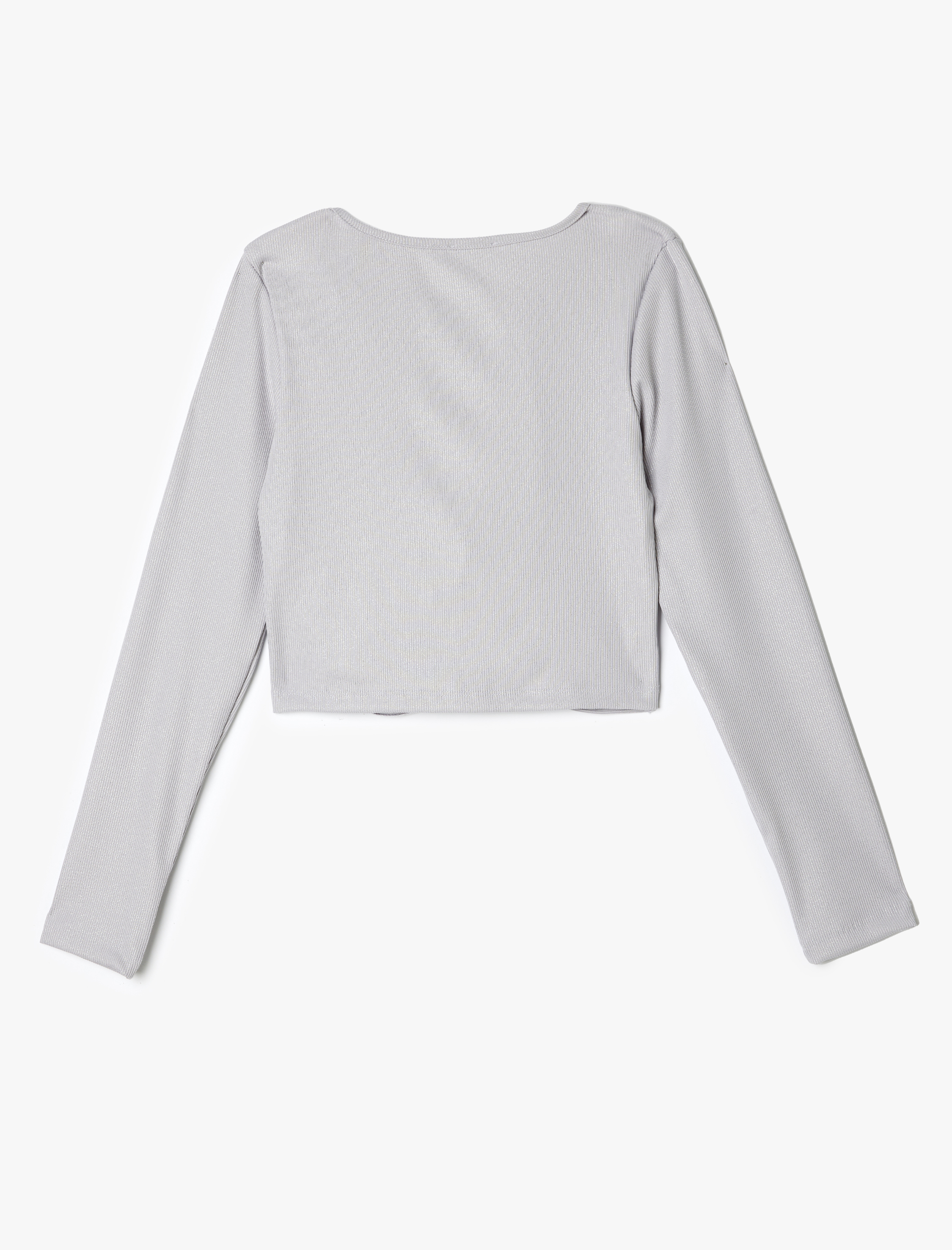  Kız Çocuk Pencere Detaylı Uzun Kollu Kaşkorse Parlak Tişört