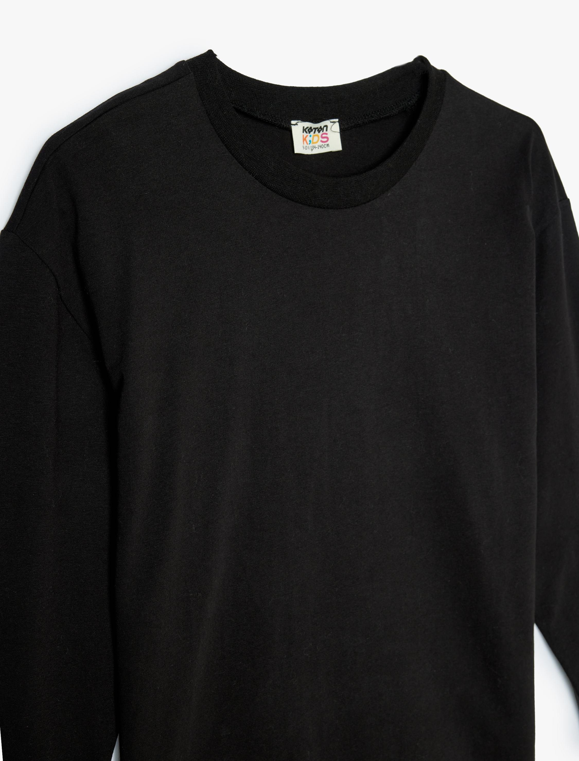  Erkek Çocuk Pamuklu Uzun Kollu Bisiklet Yaka Oversize Basic Tişört