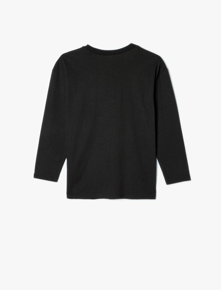 Erkek Çocuk Pamuklu Uzun Kollu Bisiklet Yaka Oversize Basic Tişört