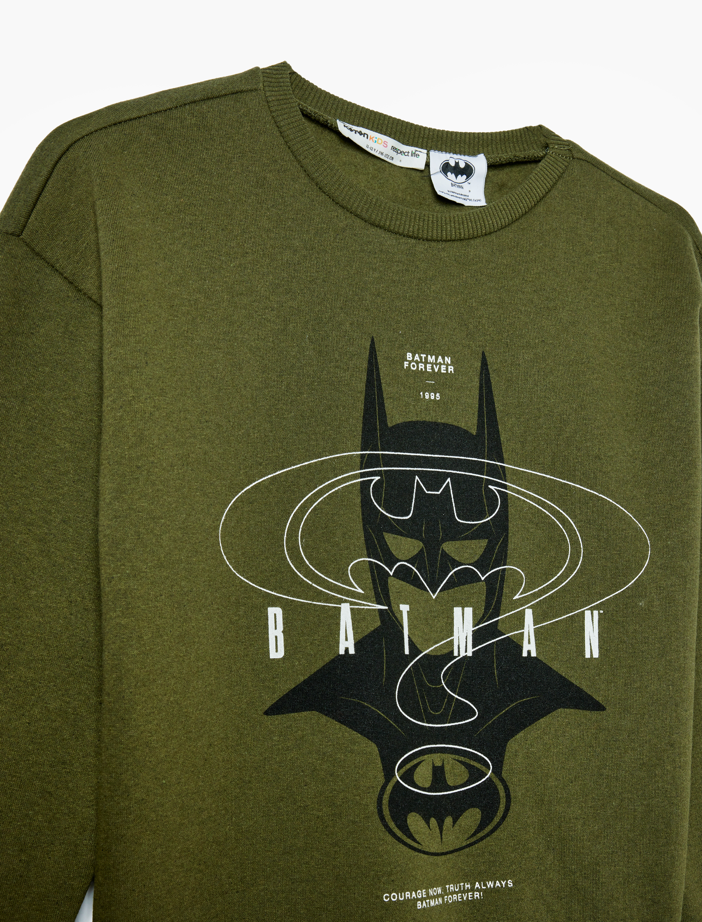  Erkek Çocuk Batman Sweatshirt Lisanslı Uzun Kollu Bisiklet Yaka Şardonlu