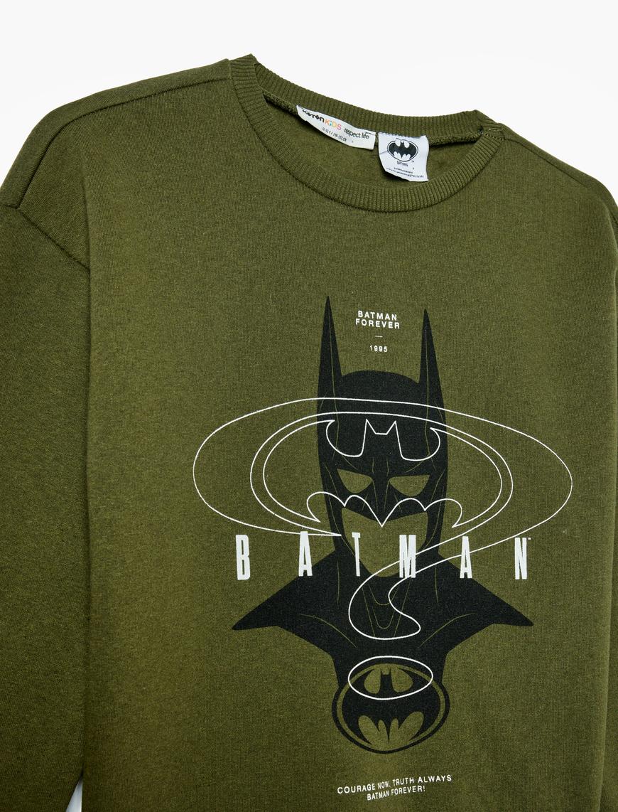  Erkek Çocuk Batman Sweatshirt Lisanslı Uzun Kollu Bisiklet Yaka