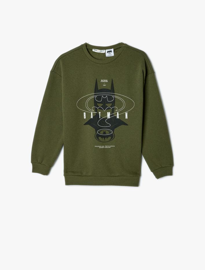 Erkek Çocuk Batman Sweatshirt Lisanslı Uzun Kollu Bisiklet Yaka Şardonlu