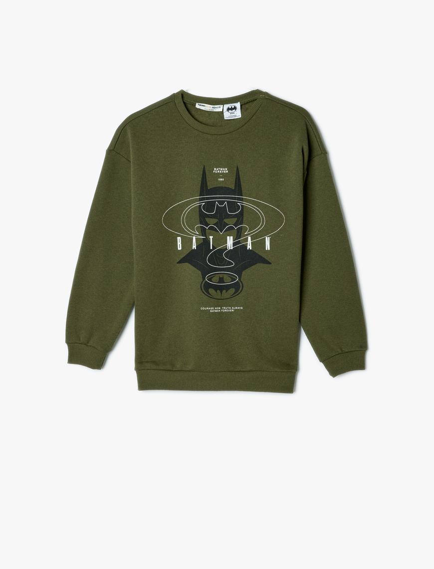  Erkek Çocuk Batman Sweatshirt Lisanslı Uzun Kollu Bisiklet Yaka