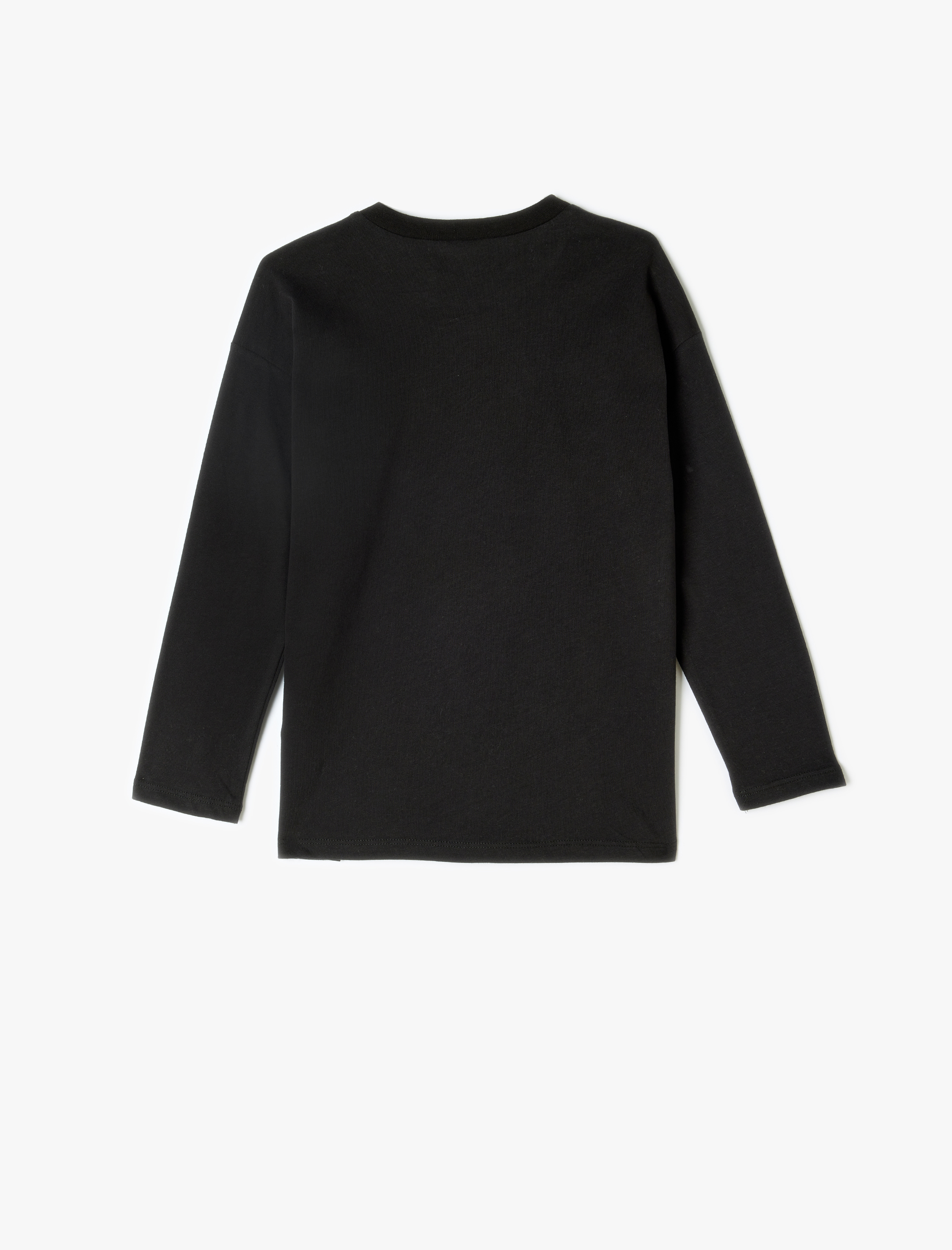  Erkek Çocuk Slogan Baskılı Uzun Kollu Pamuklu Bisiklet Yaka Tişört