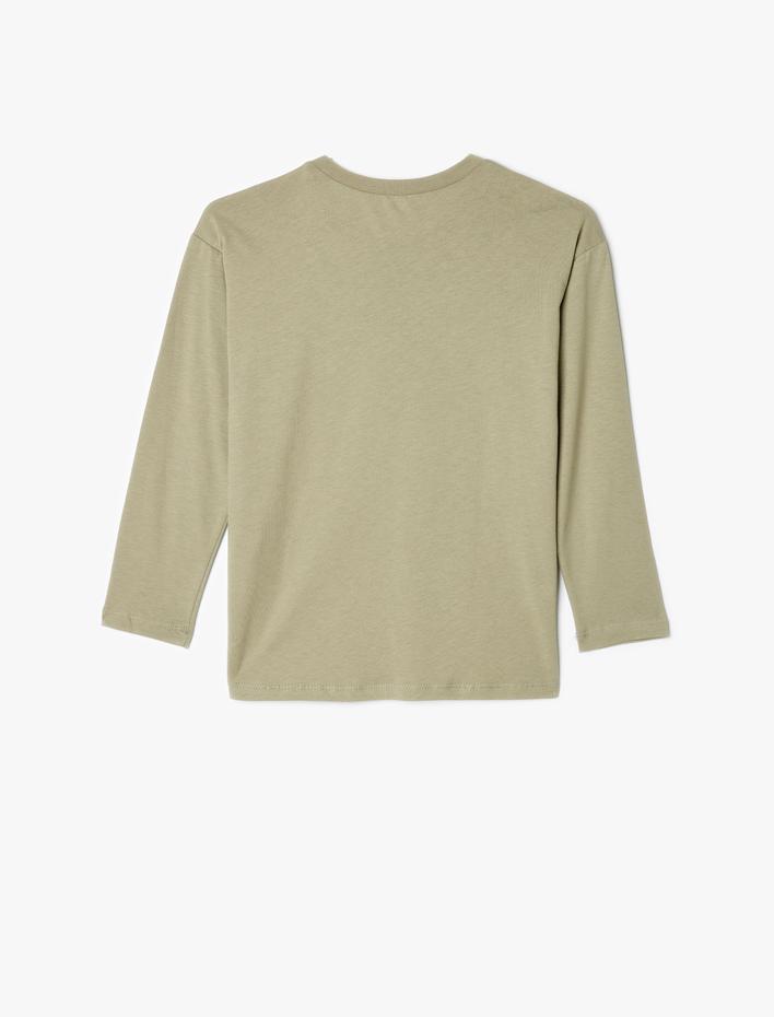 Erkek Çocuk Oversize Tişört Kovboy Baskılı Uzun Kollu Bisiklet Yaka Pamuklu