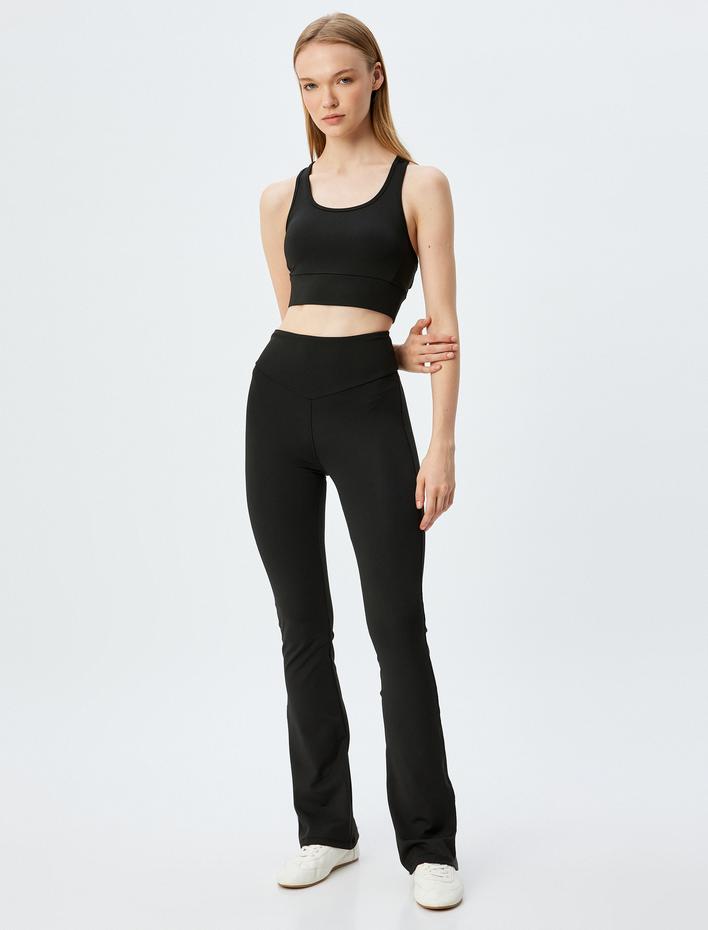  İspanyol Paça Spor Tayt Yüksek Bel Slim Fit