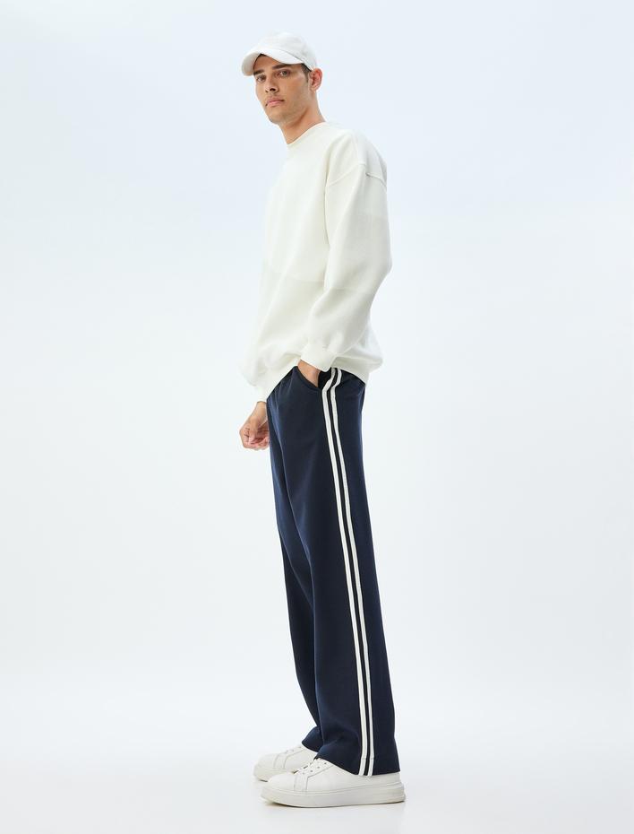  Eşofman Altı Beli Bağcıklı Cep Detaylı Biyeli Pamuk Karışımlı