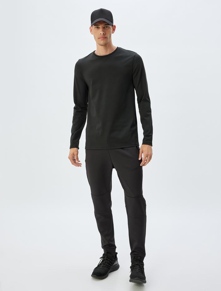  Spor Tişört Basic Uzun Kollu Bisiklet Yaka