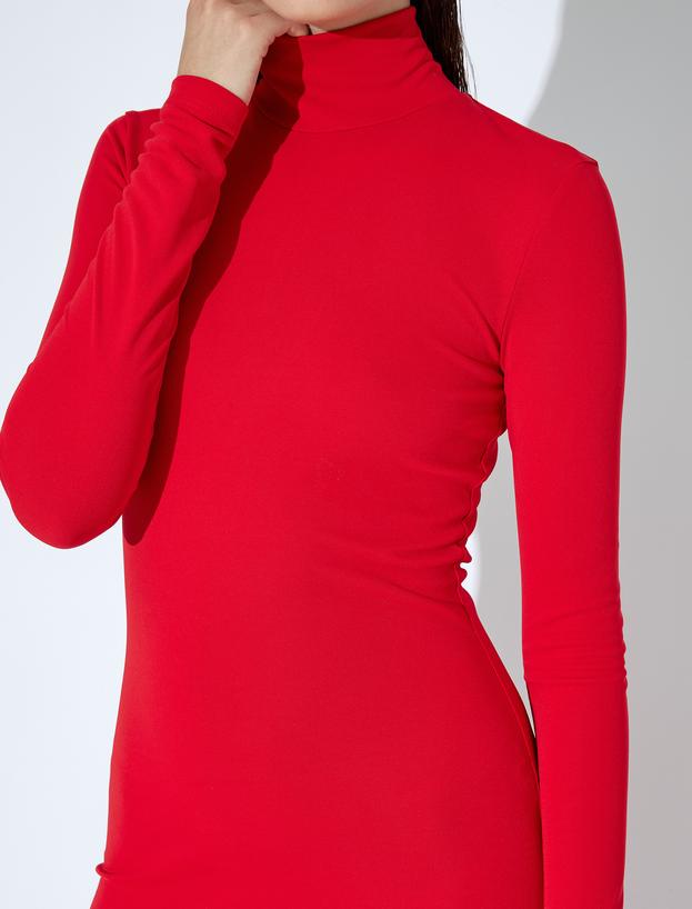 Uzun Kalem Elbise Balıkçı Yaka Uzun Kollu Slim Fit_4