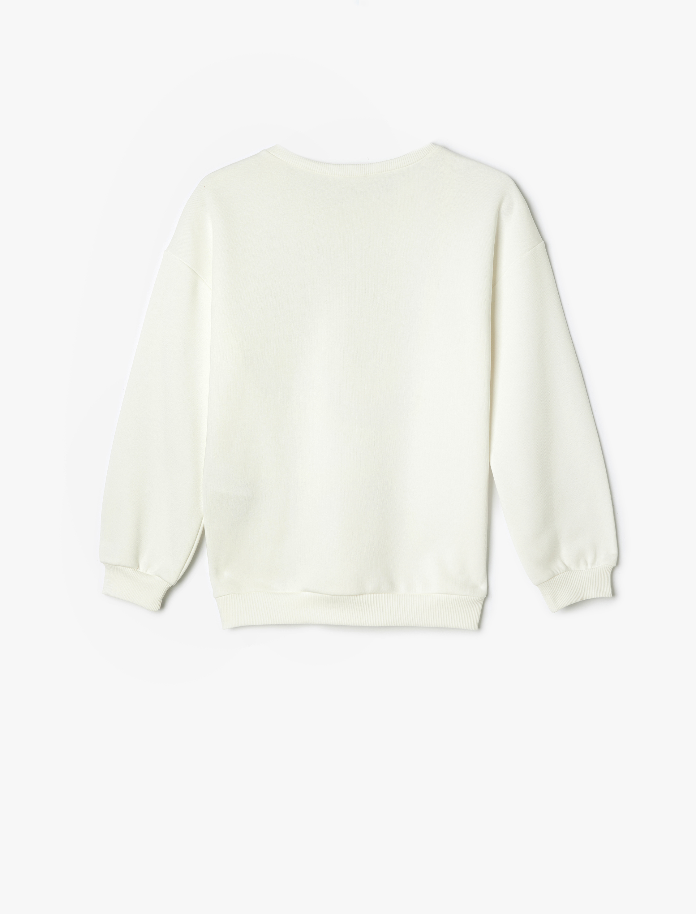  Kız Çocuk Sweatshirt Ayıcık Baskılı Uzun Kollu Bisiklet Yaka Şardonlu