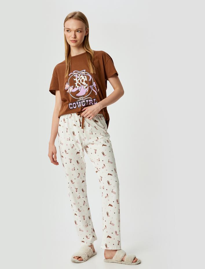  Pamuklu Pijama Takımı 2'li Baskılı