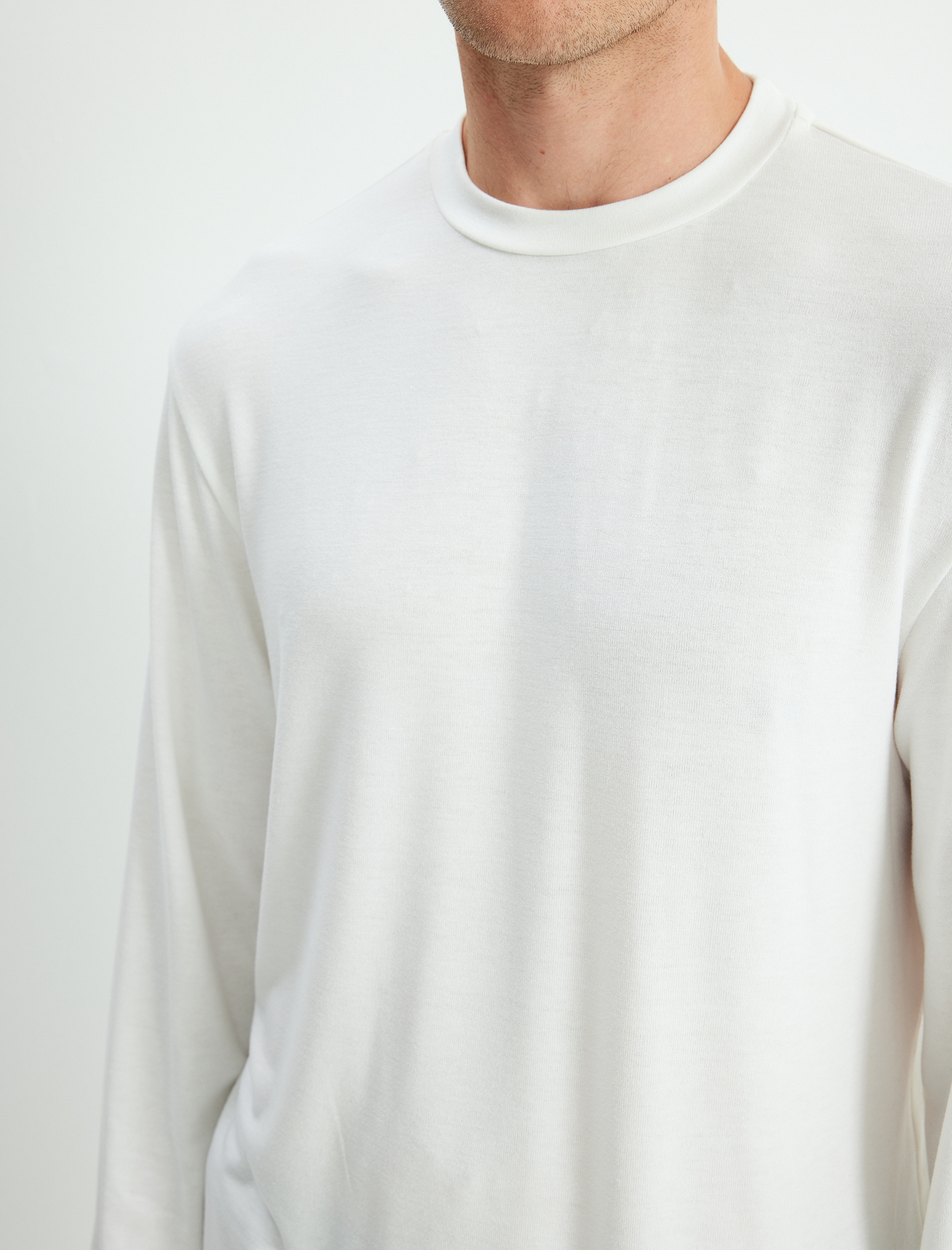   Basic Triko Sweatshirt Bisiklet Yaka Uzun Kollu