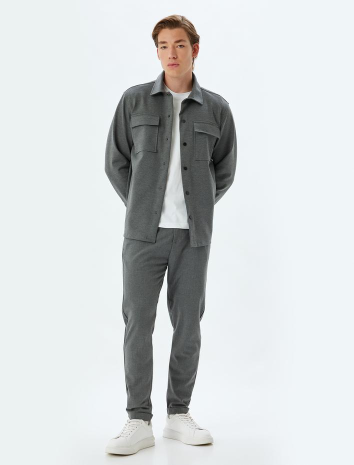  Gömlek Ceket Uzun Kollu Çıt Çıt Düğmeli Cep Detaylı