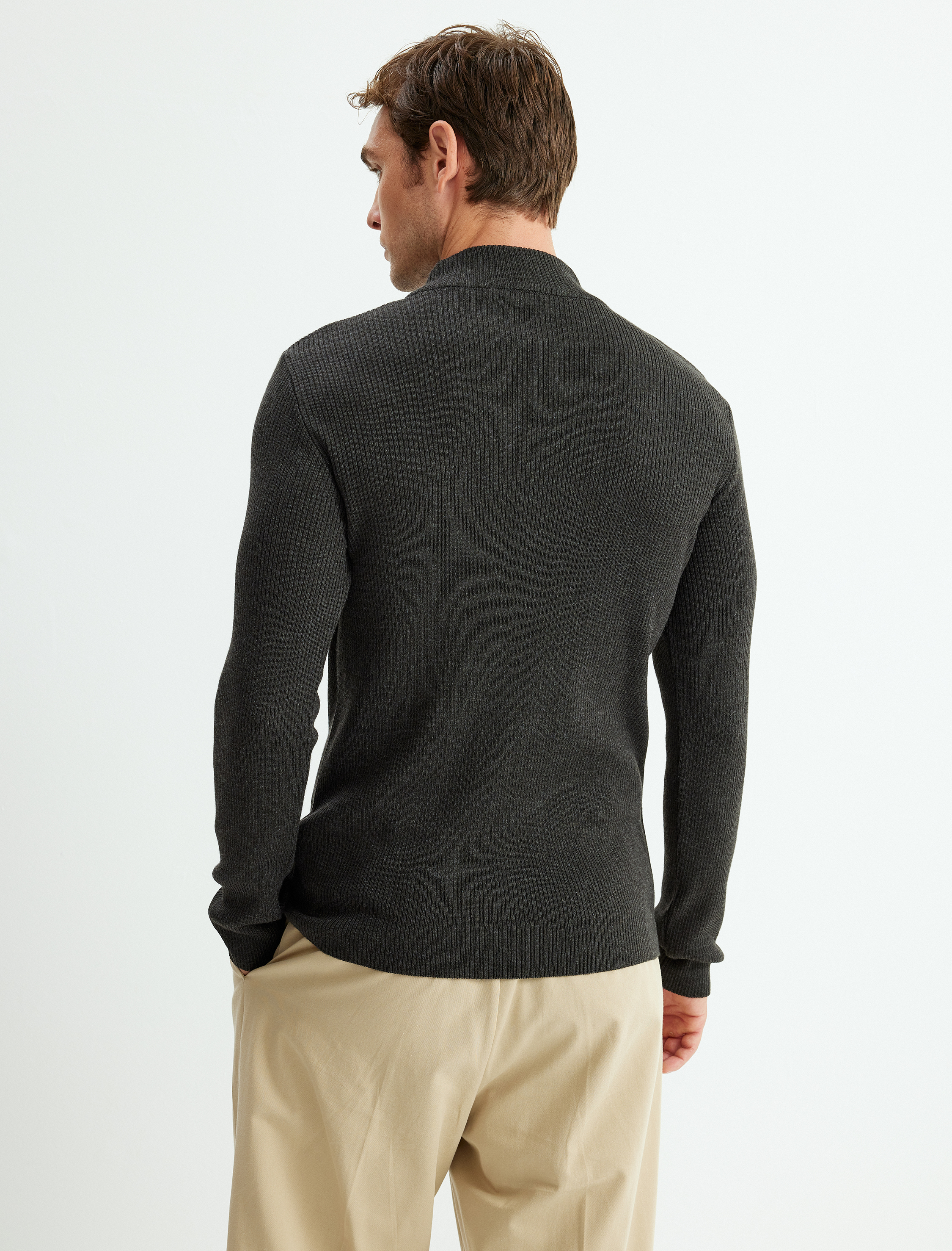   Triko Kazak Yarım Balıkçı Yaka Basic Uzun Kollu