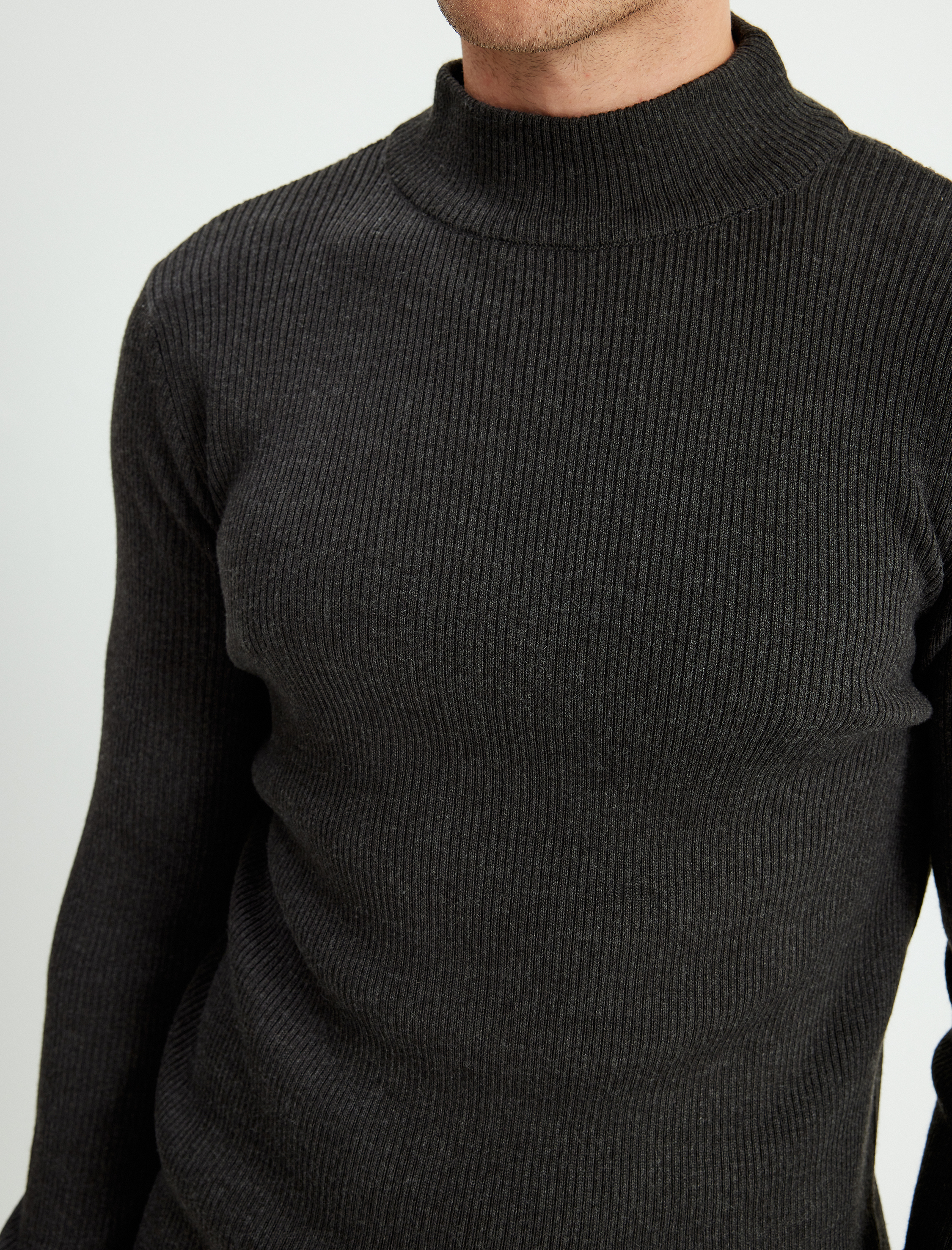   Triko Kazak Yarım Balıkçı Yaka Basic Uzun Kollu