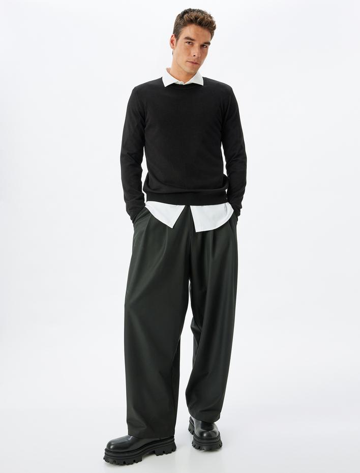  Triko Kazak Basic Bisiklet Yaka Uzun Kollu