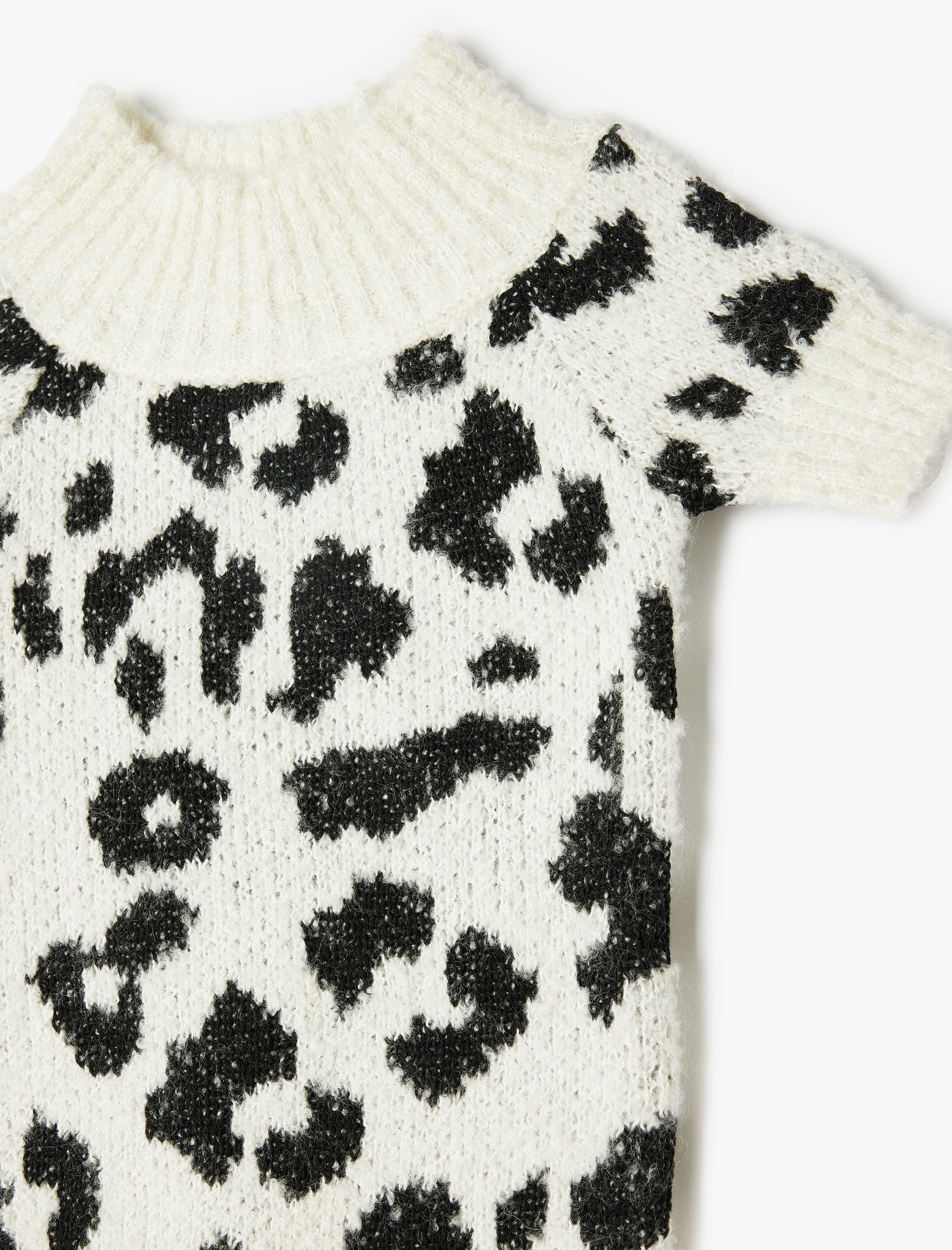 Leopar Desenli Dik Yaka Köpek Kazağı