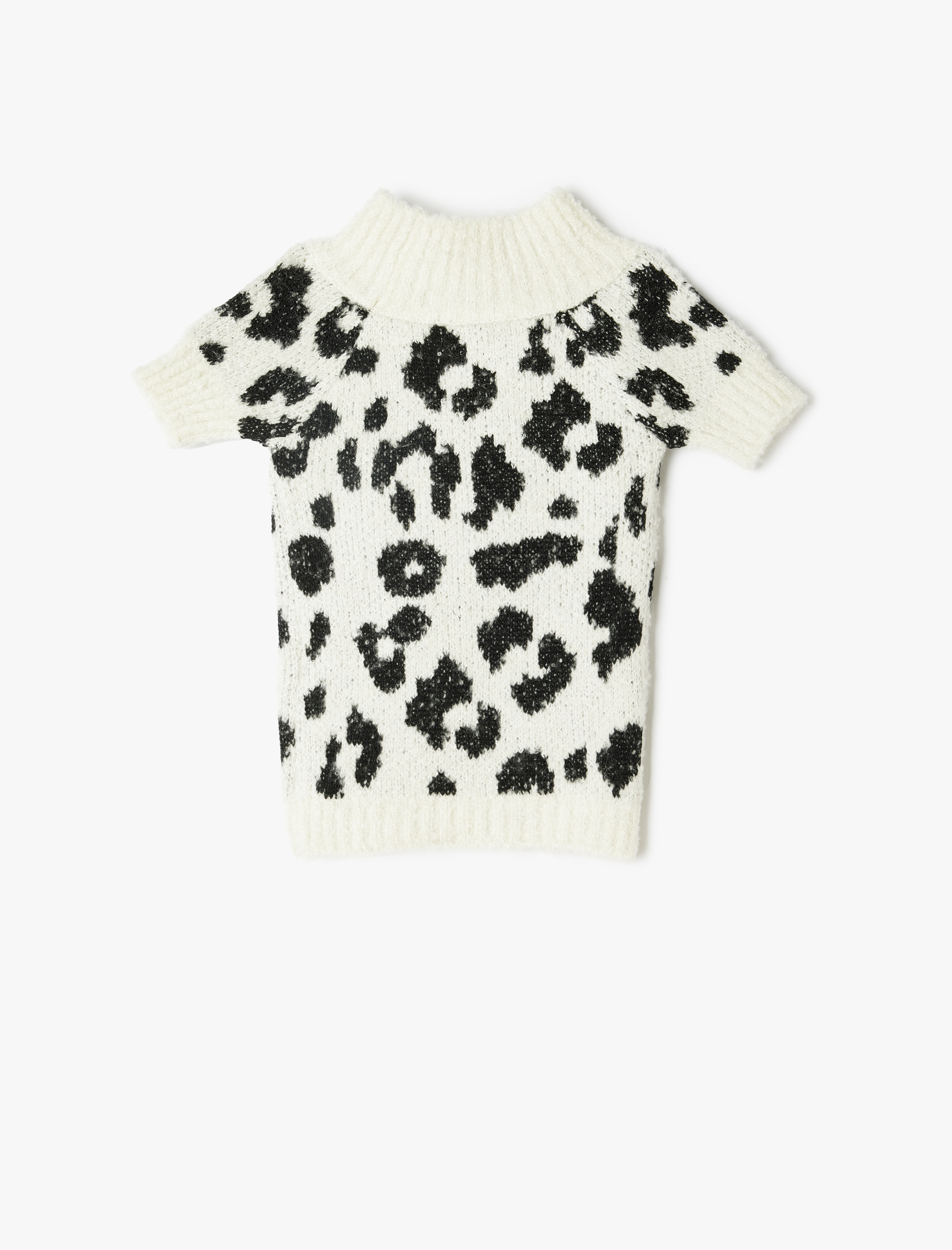 Leopar Desenli Dik Yaka Köpek Kazağı