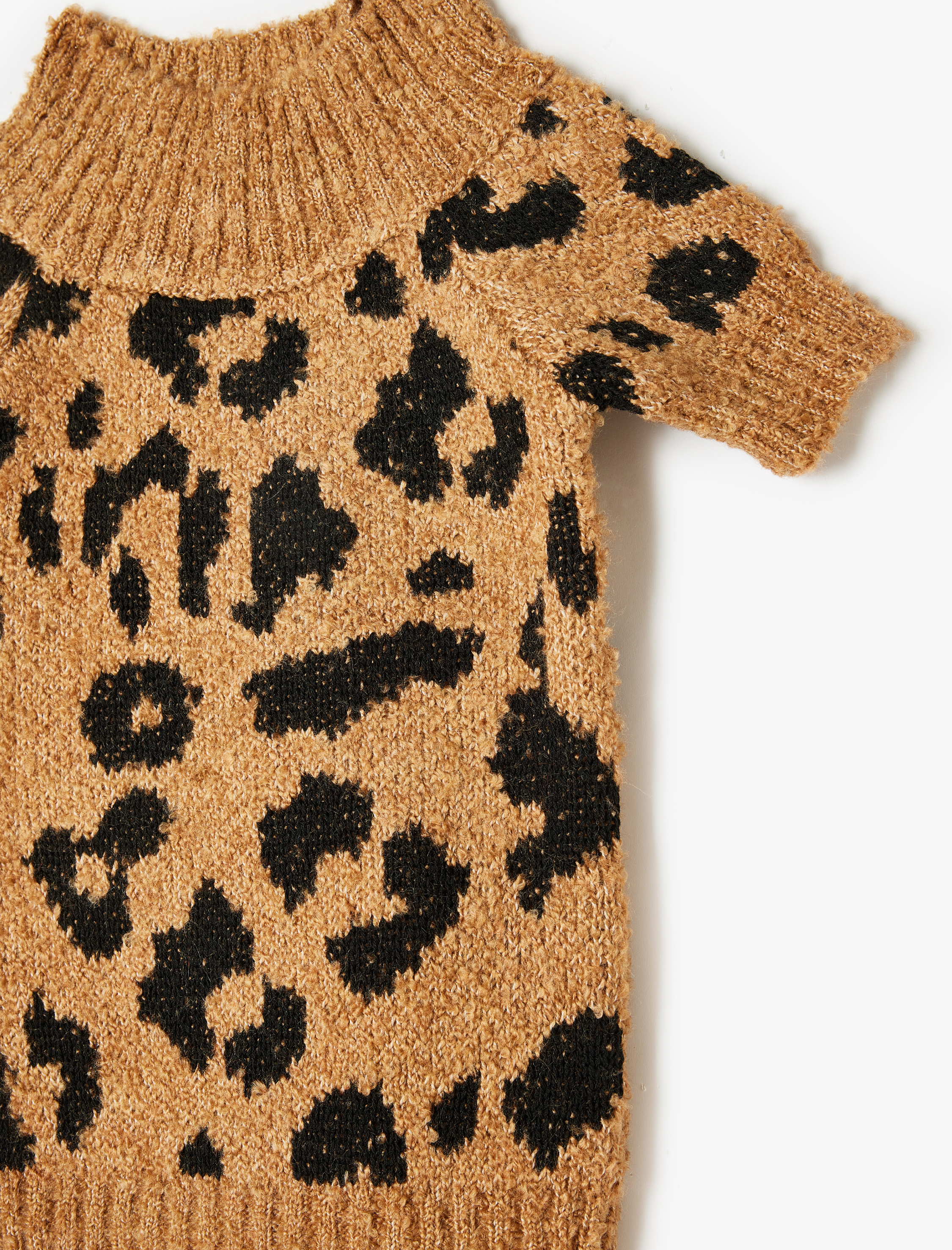 Leopar Desenli Dik Yaka Köpek Kazağı