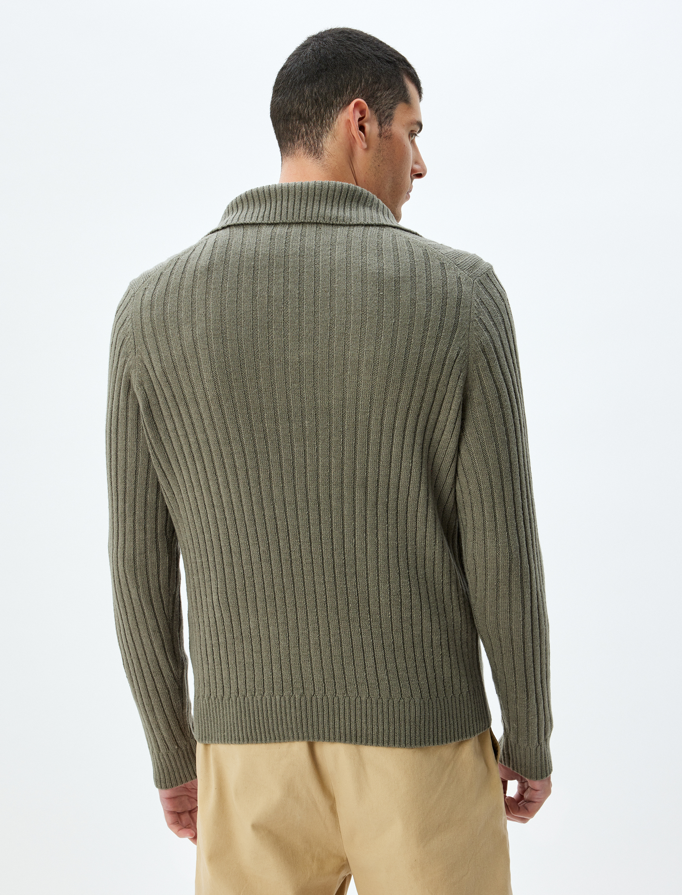   Triko Kazak Basic Düğme Detaylı Yaka Dokulu