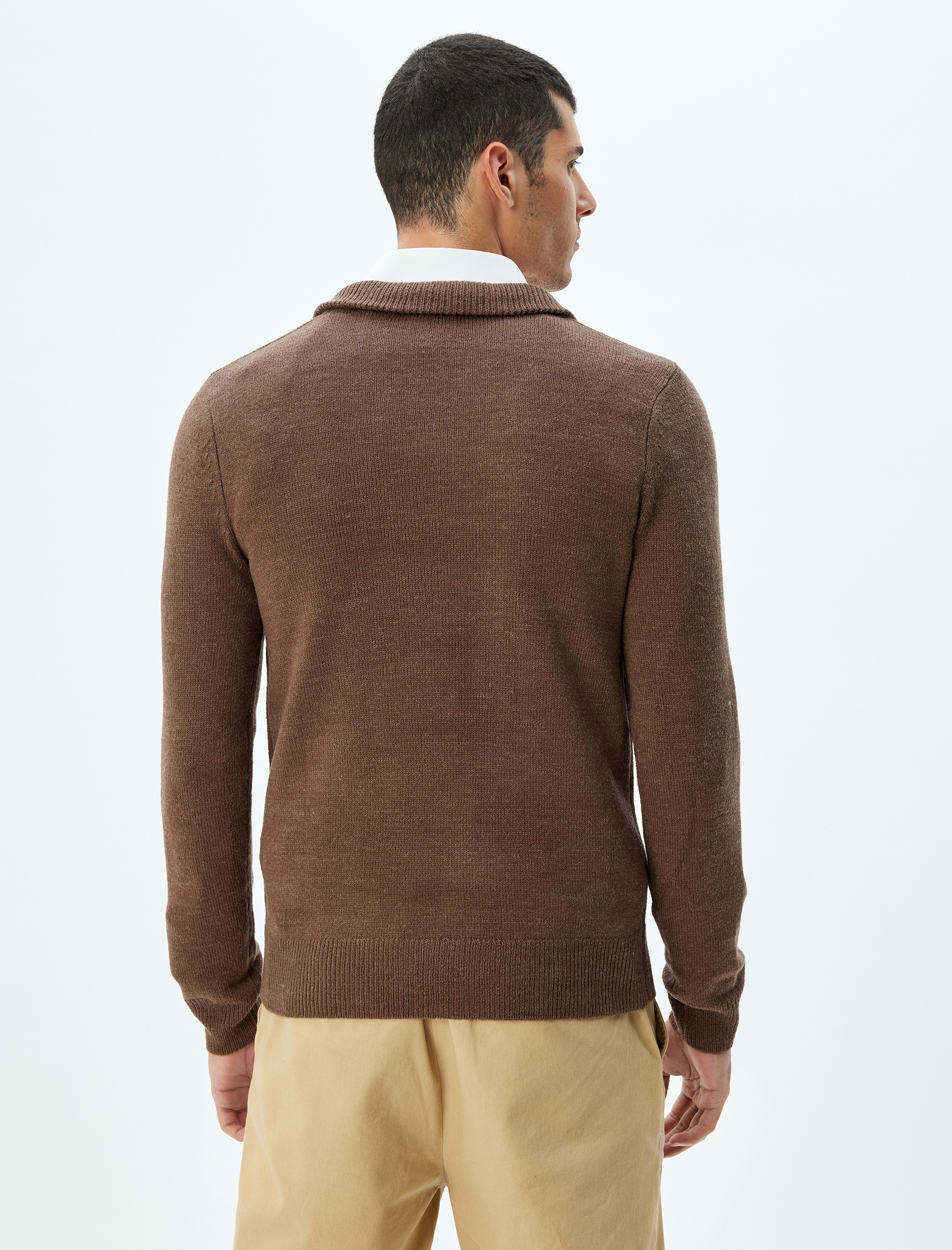   Kışlık Triko Kazak Yarım Fermuarlı Basic Uzun Kollu