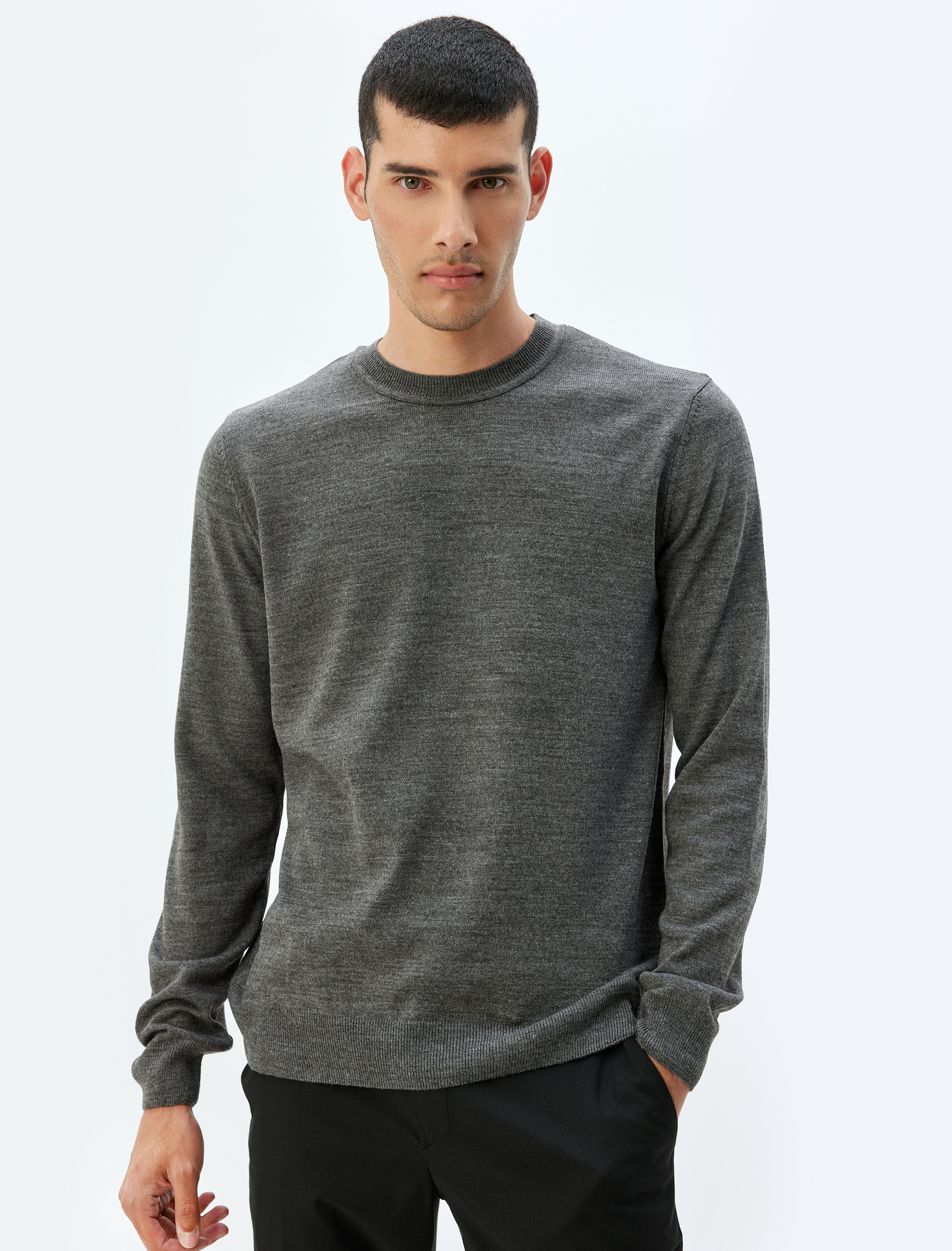 Triko Kazak Basic Bisiklet Yaka Uzun Kollu