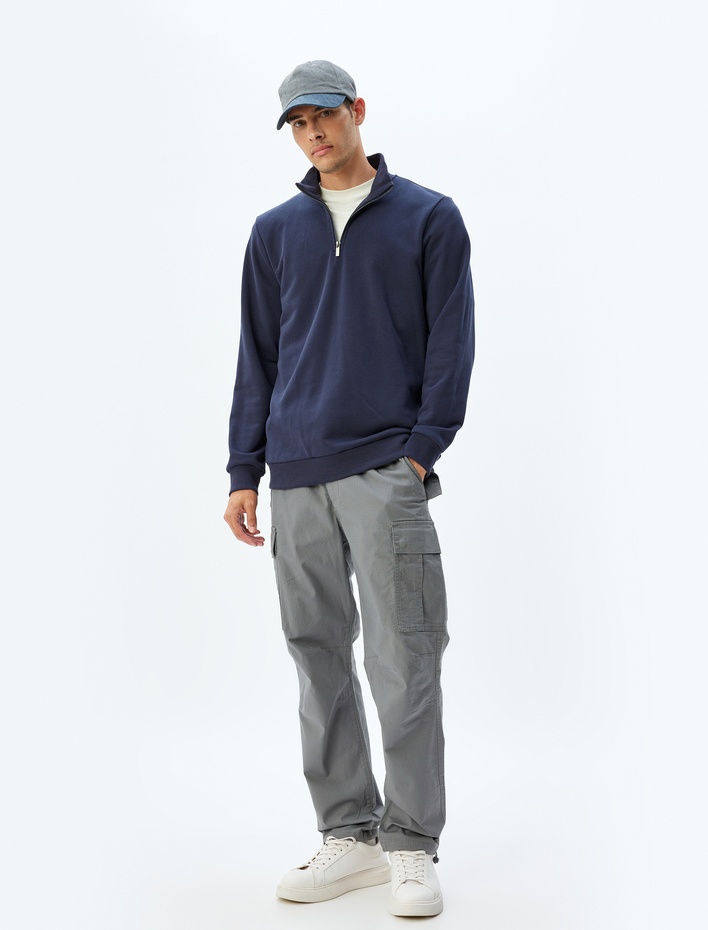  Paraşüt Pantolon Oversize Beli Bağcıklı Kargo Cep Detaylı Pamuklu