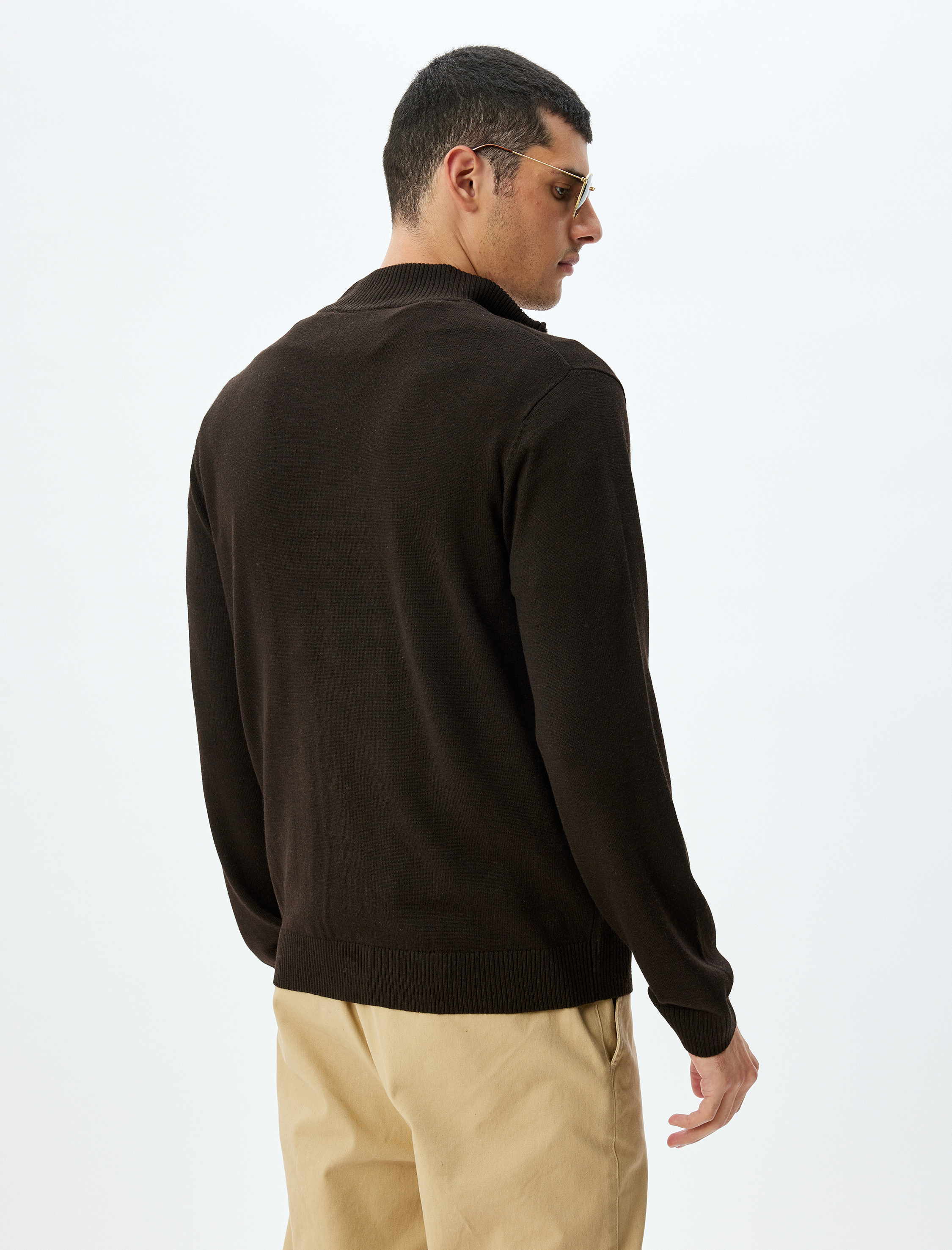 Triko Hırka Dik Yaka Fermuarlı Basic